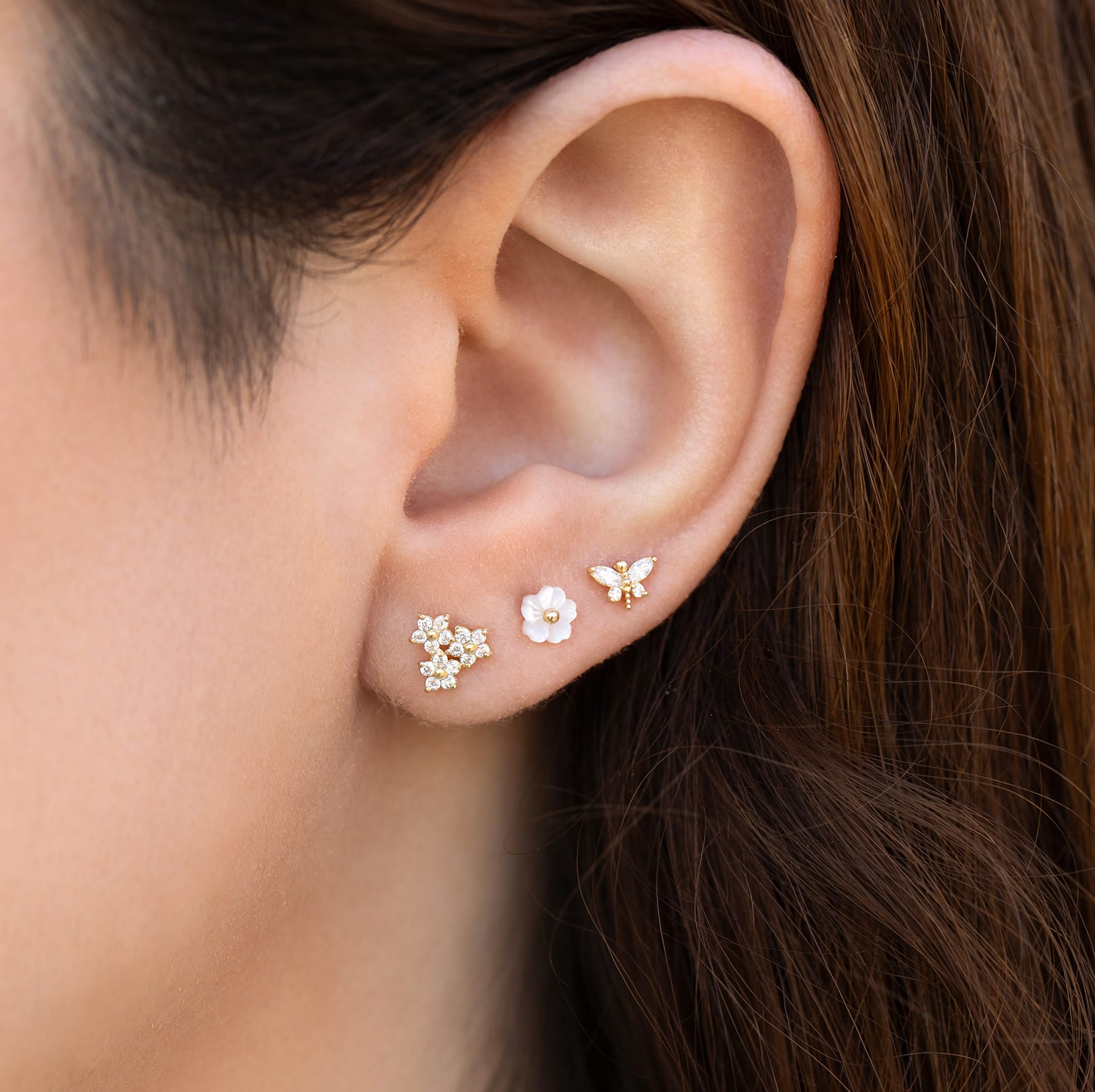 14k Solid Gold Blossom Hill Ball Back Stud