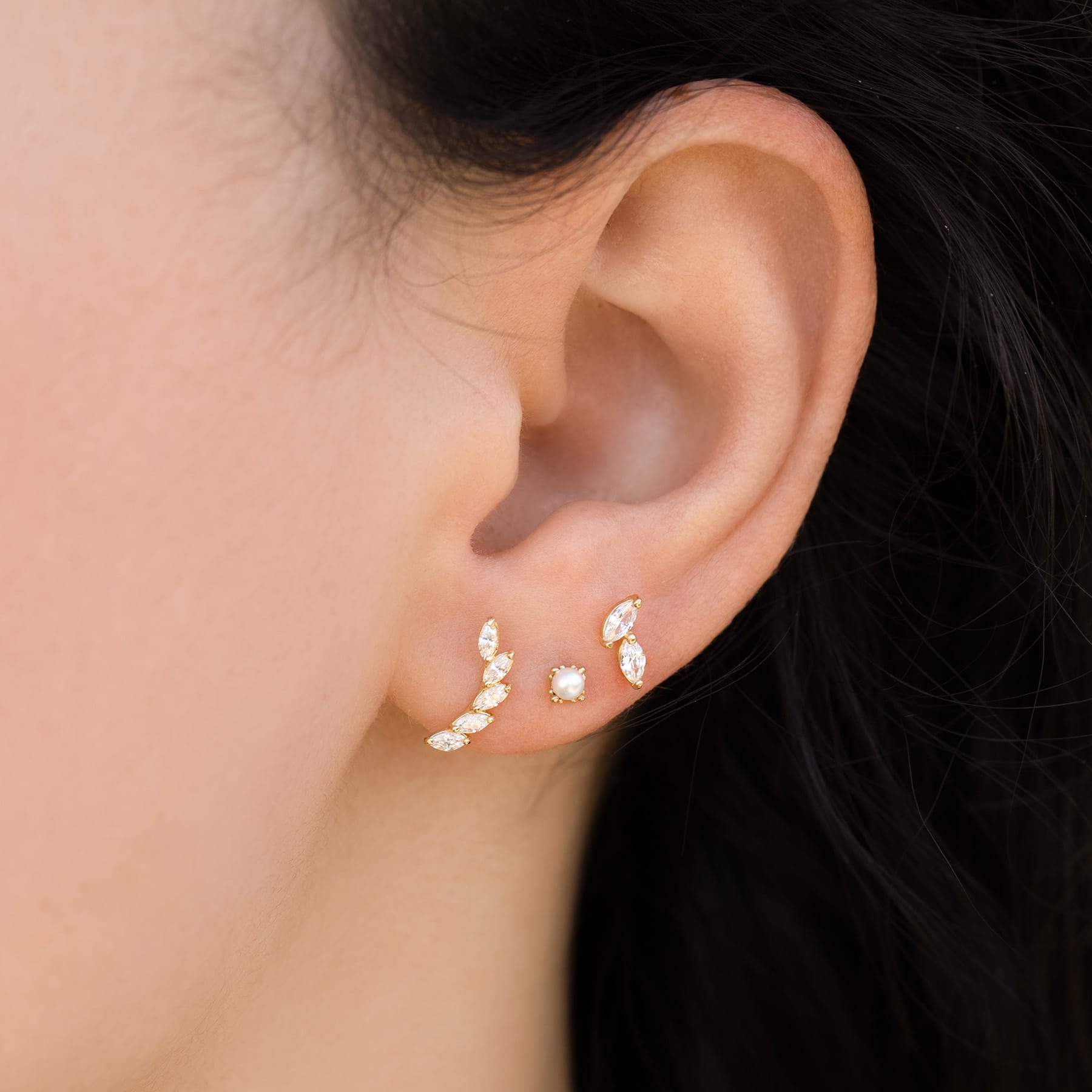 14k Solid Gold Leaf Studs