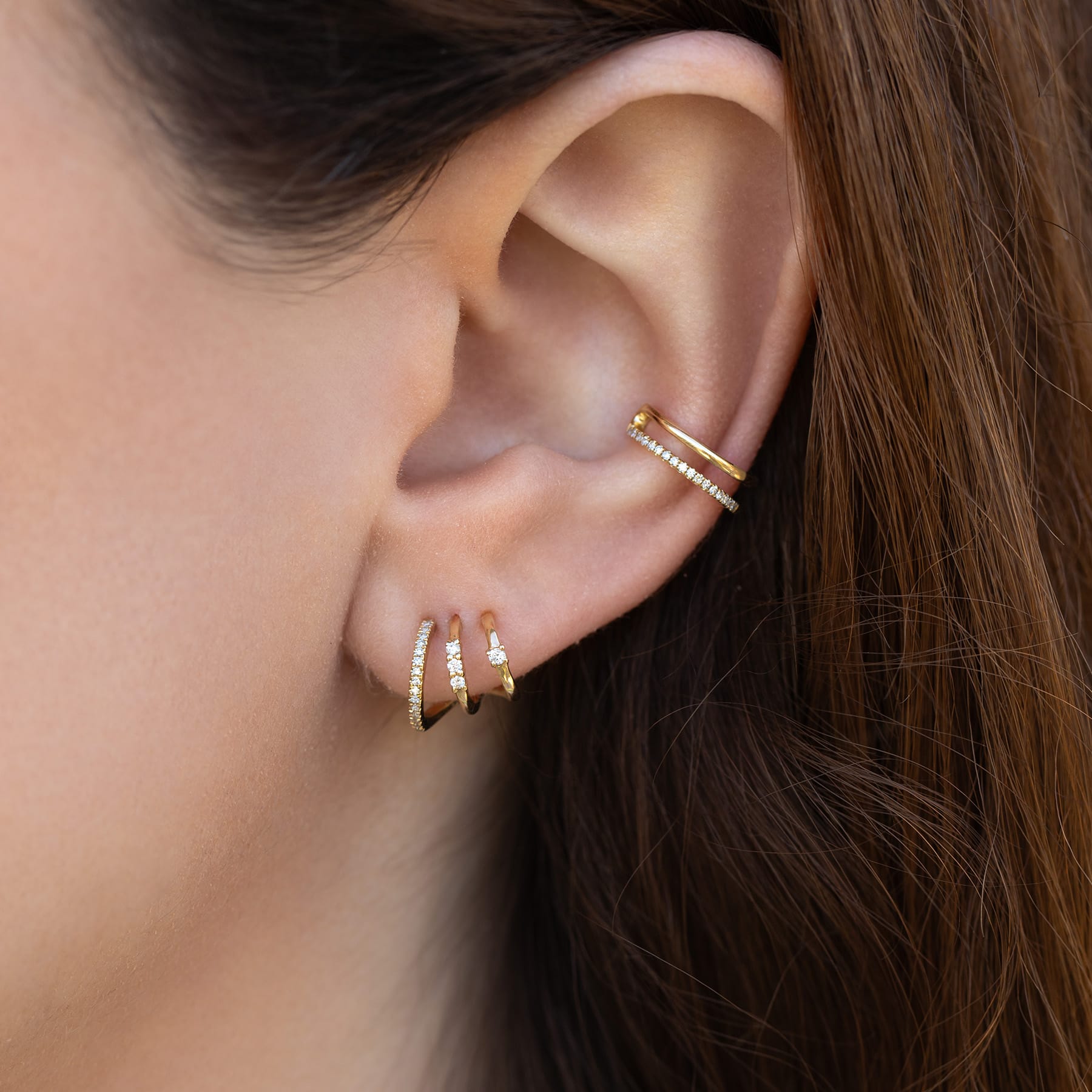 14k Solid Gold Diamond Golden Moments Ear Cuff