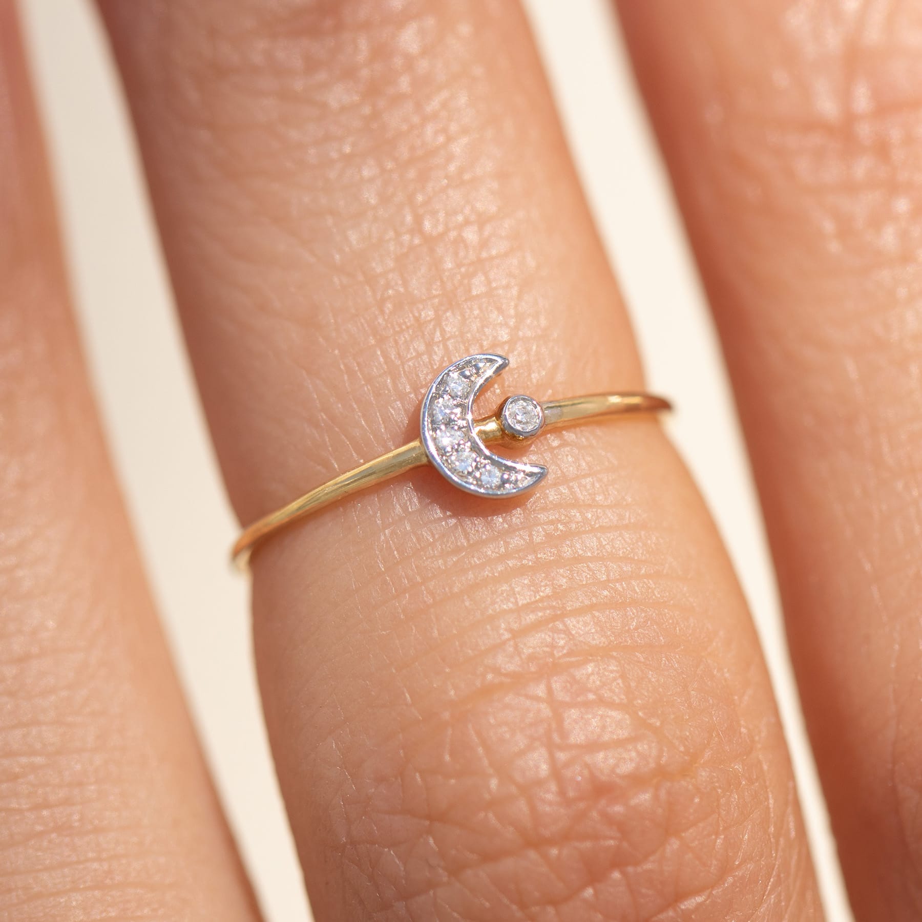 14k Solid Gold Diamond Orbit Ring