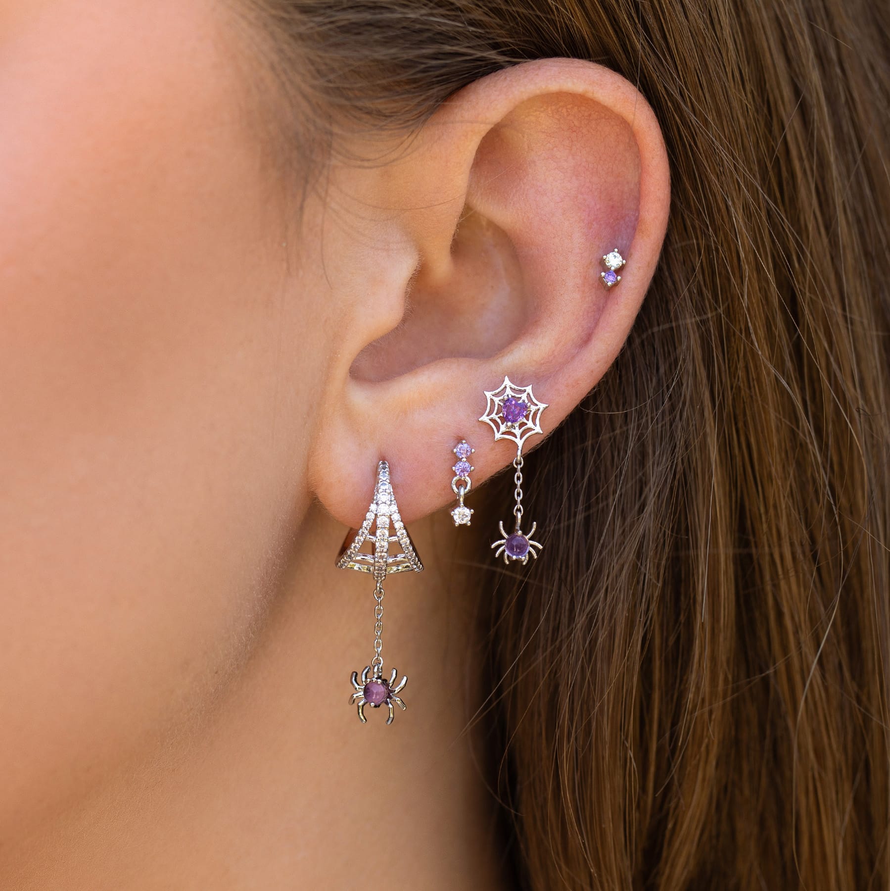 Web of Lies Dangle Hoops