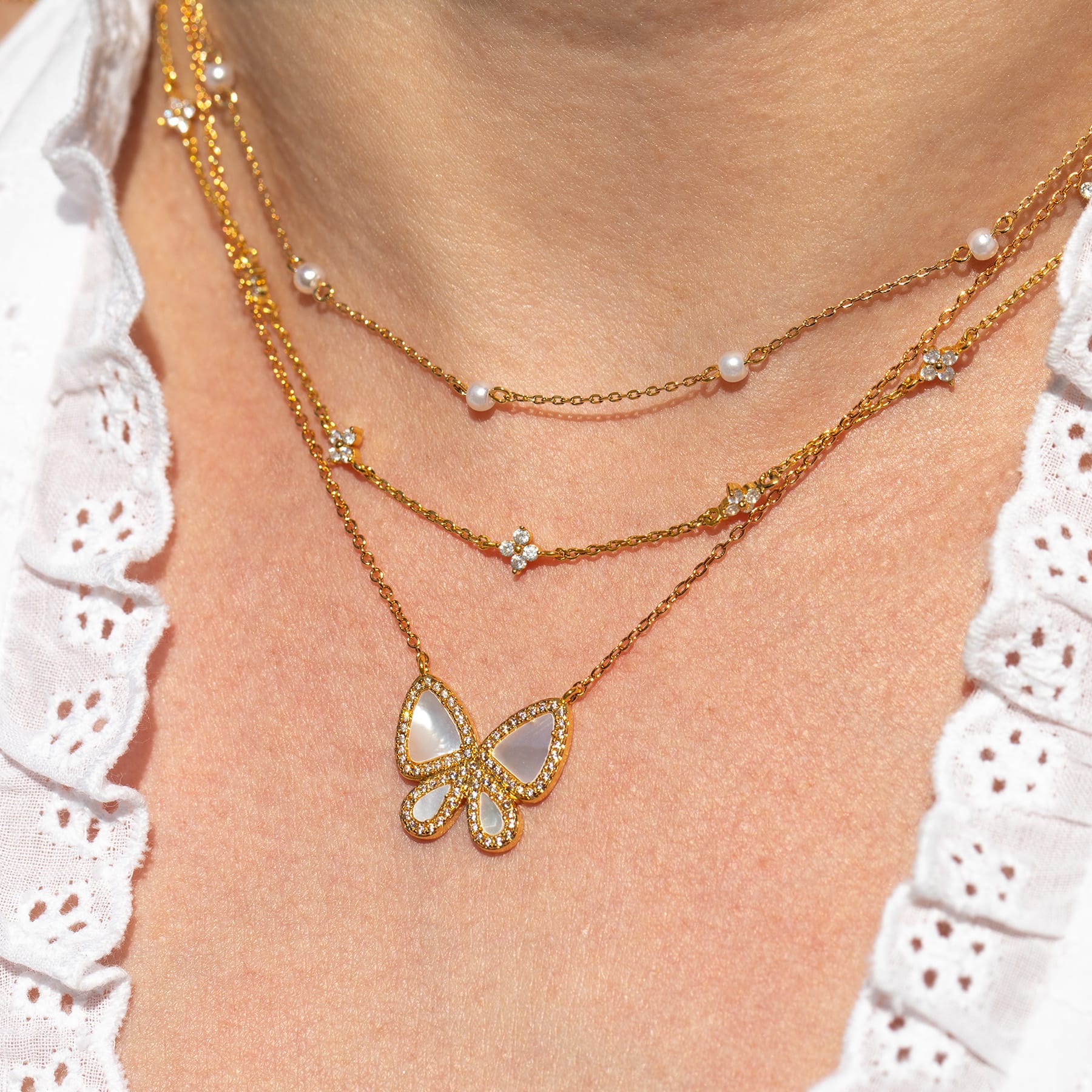 Mother of Pearl Butterfly Necklace