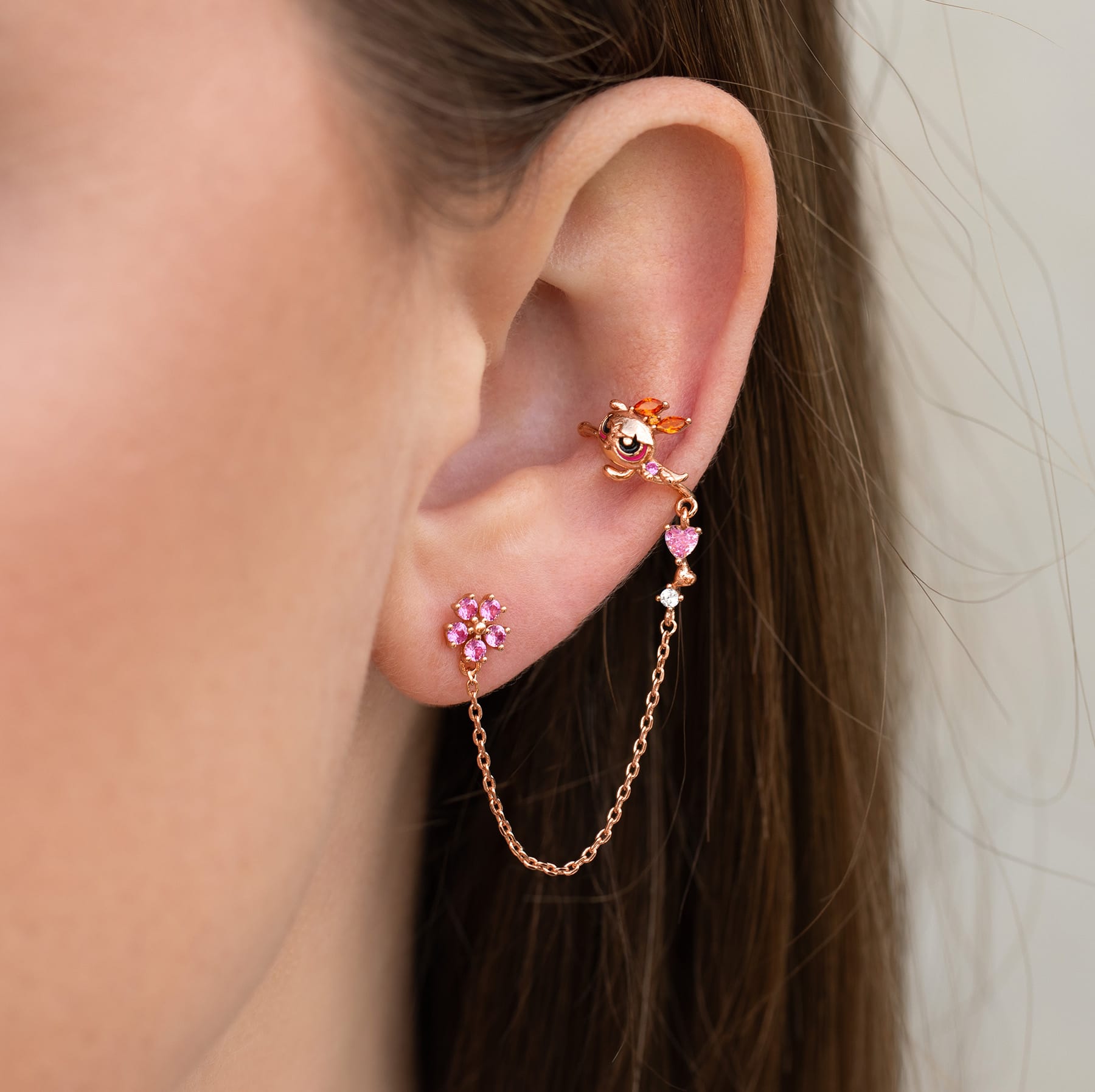 The Powerpuff Girls Blossom Stud + Ear Cuff