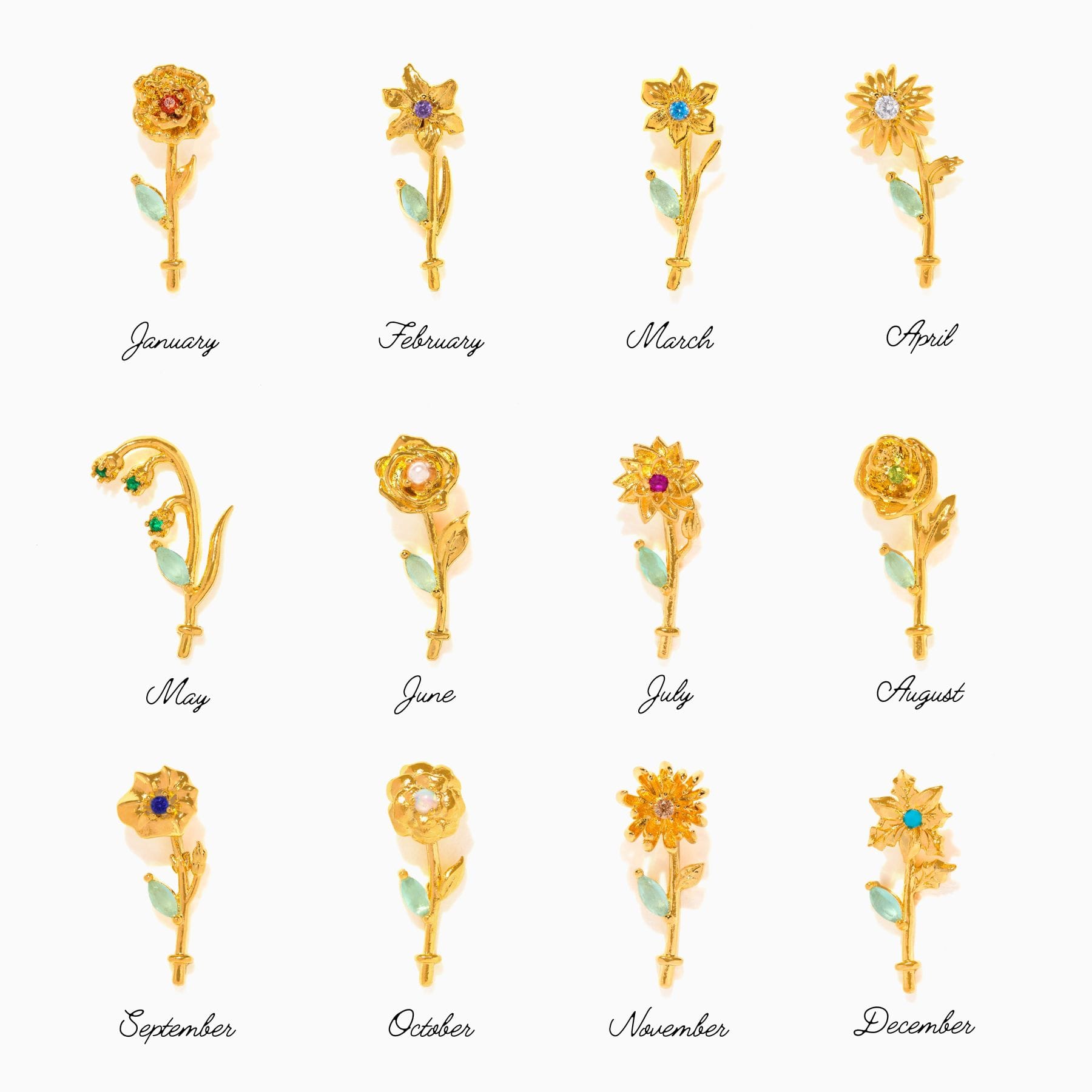 Birth Month Flower Necklace Bundle