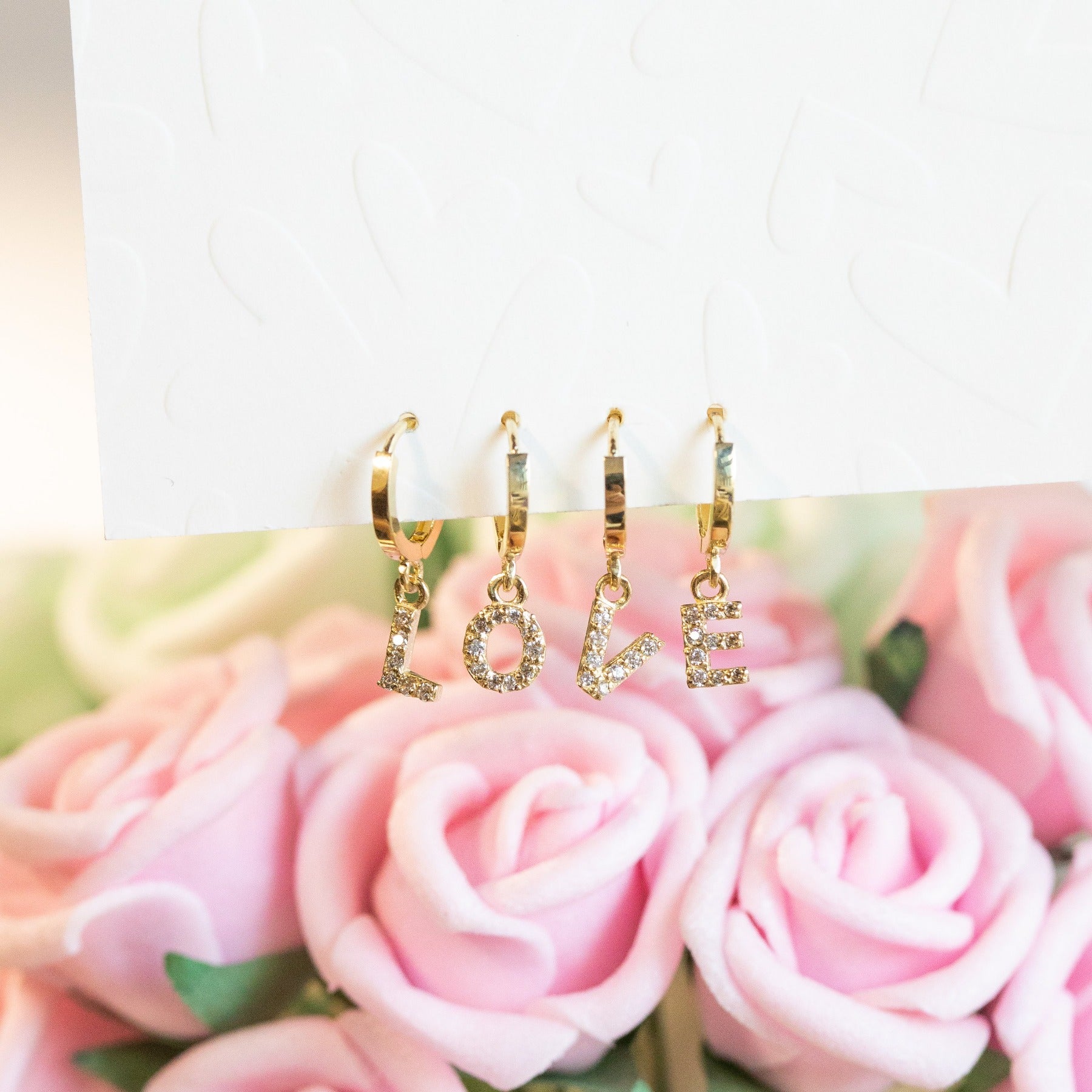 14k Solid Gold Initial Hoop