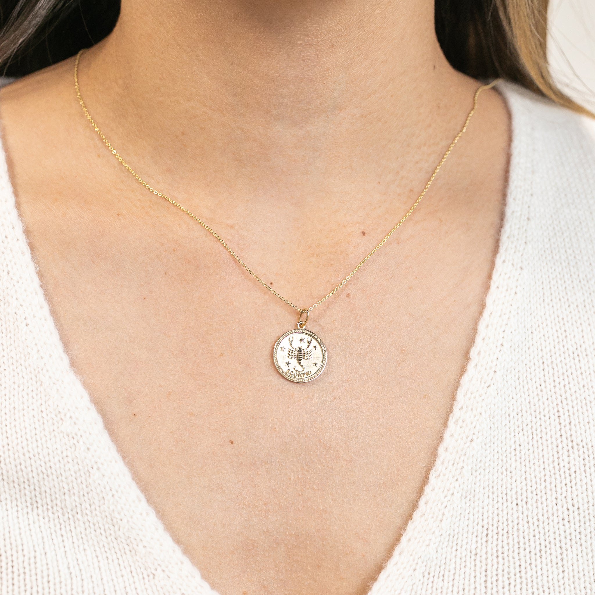 14k Solid Gold Zodiac Necklace