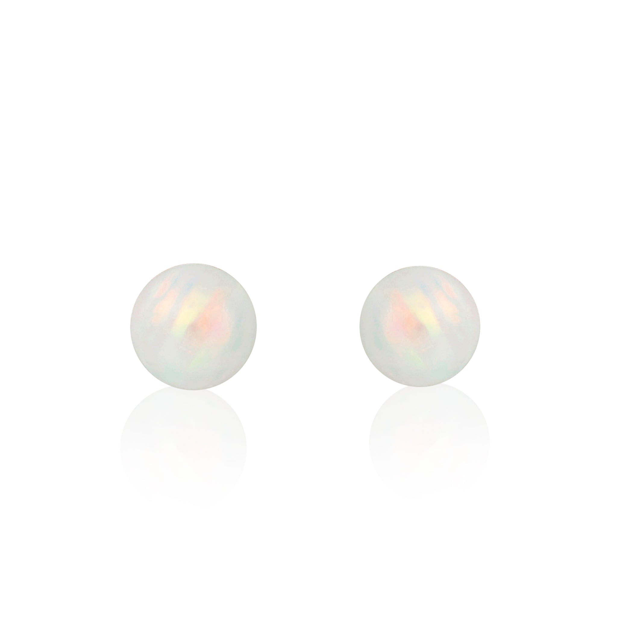 14k Solid Gold Tiny Opal Stud Earrings