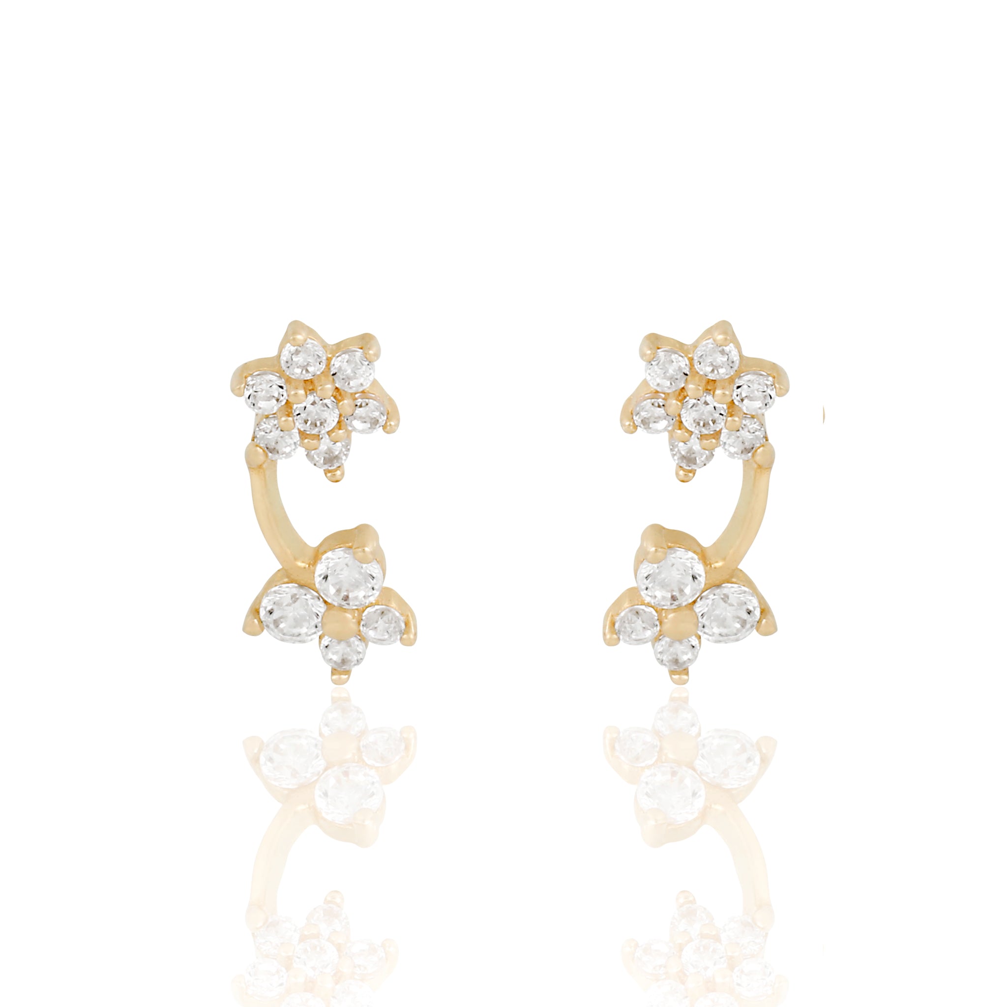 14k Solid Gold Garden Party Stud Earrings