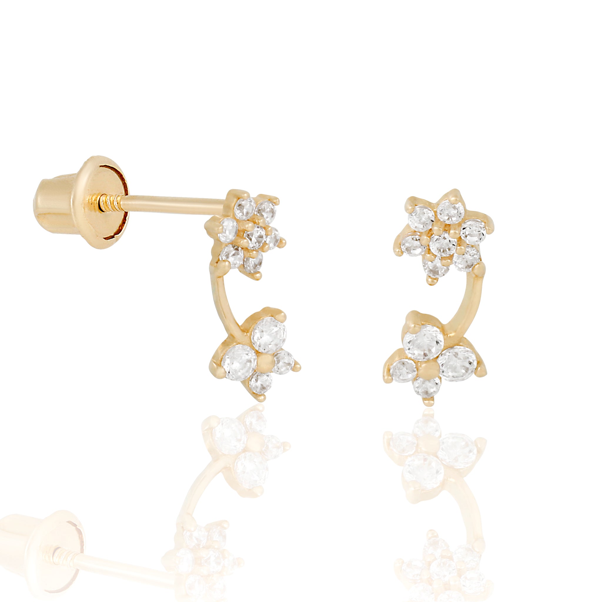 14k Solid Gold Garden Party Stud Earrings