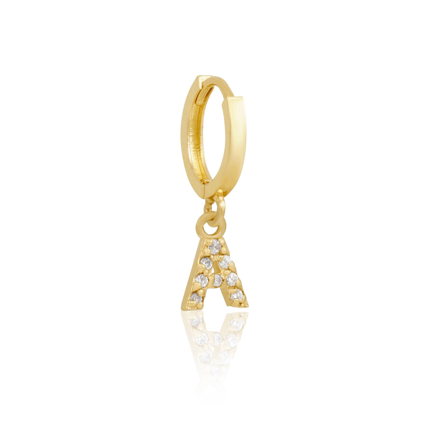 14k Solid Gold Initial Hoop