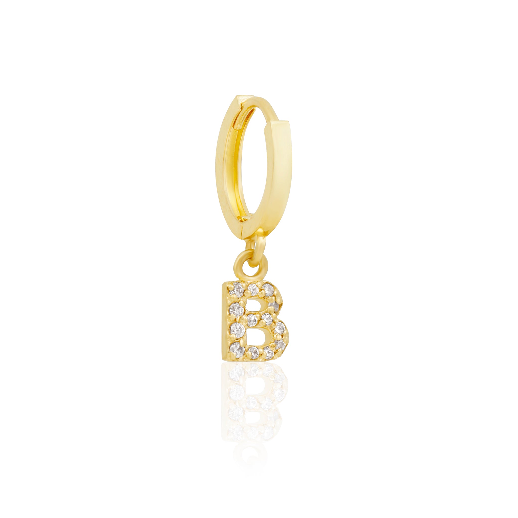 14k Solid Gold Initial Hoop