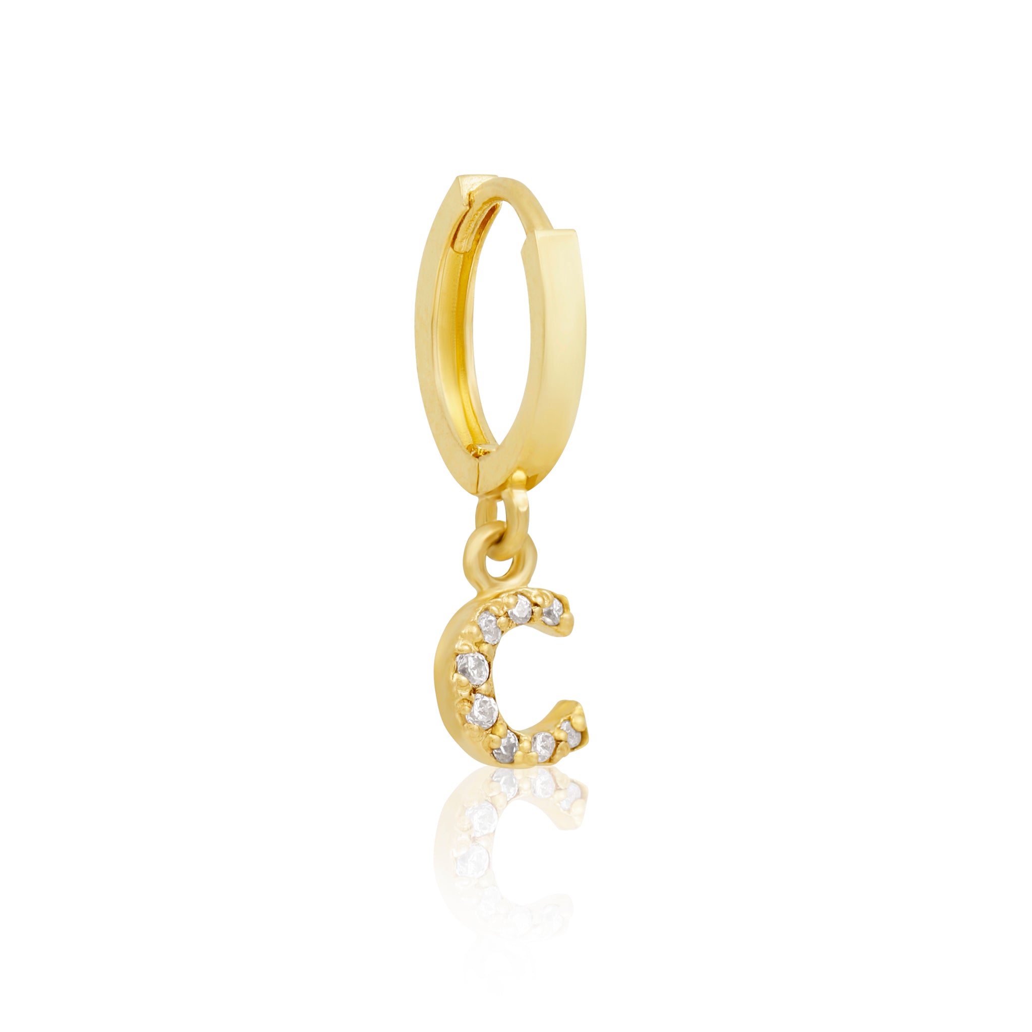 14k Solid Gold Initial Hoop