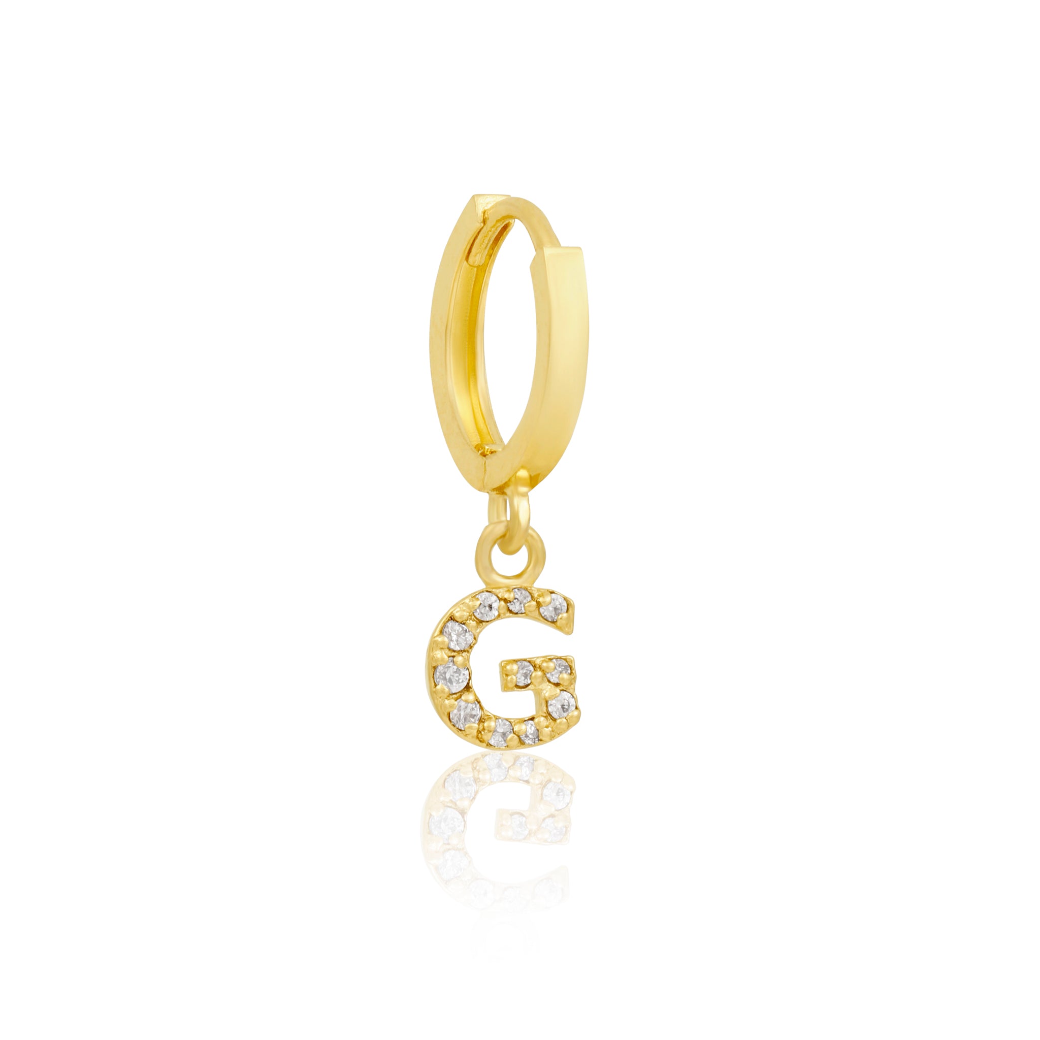 14k Solid Gold Initial Hoop