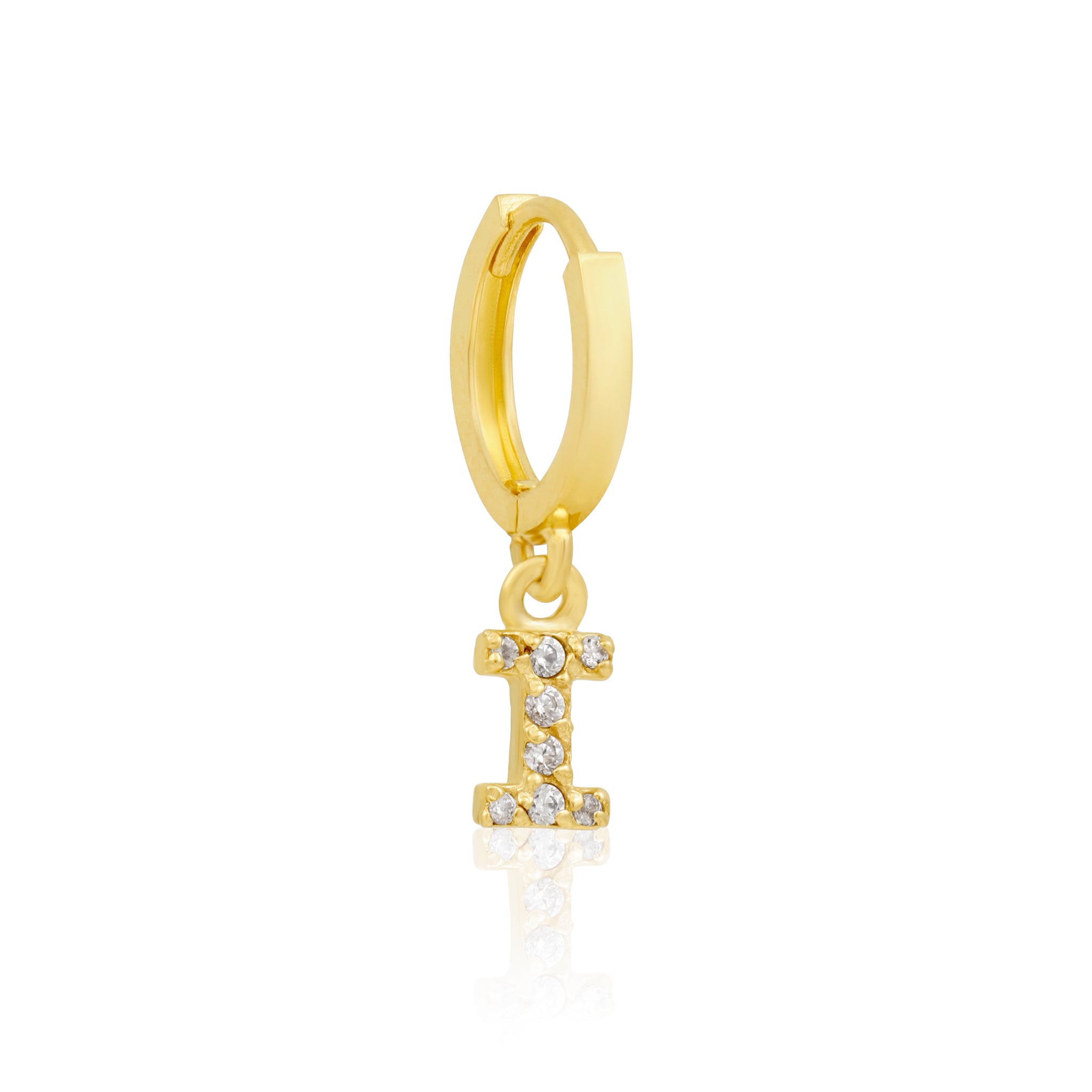 14k Solid Gold Initial Hoop