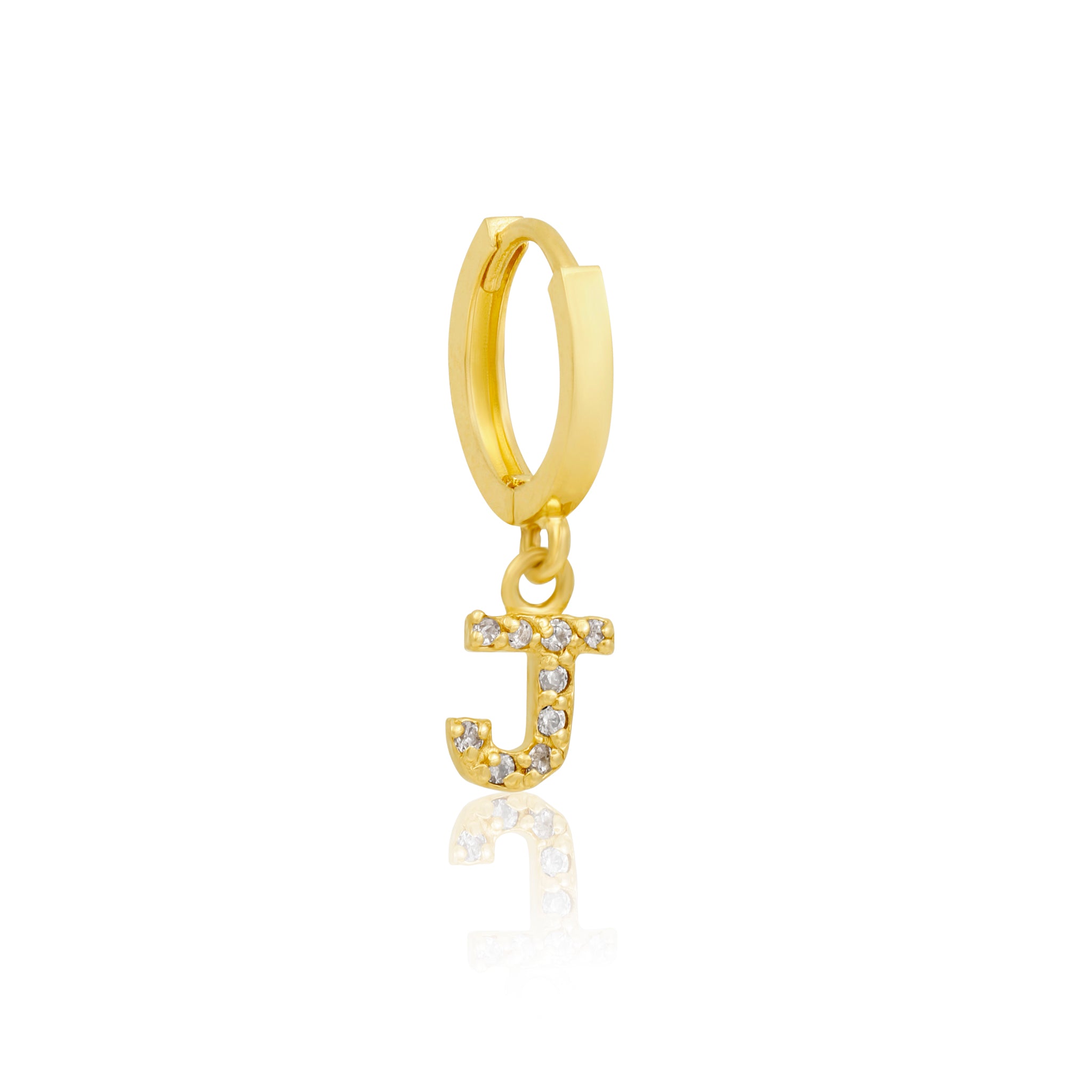 14k Solid Gold Initial Hoop