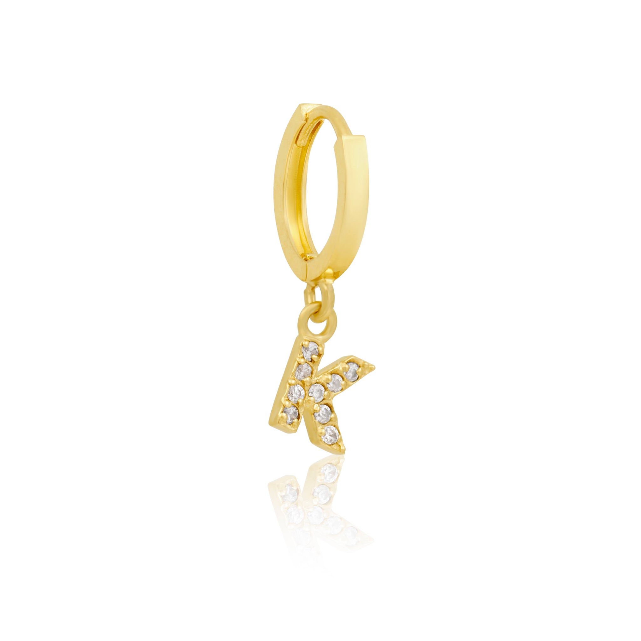 14k Solid Gold Initial Hoop