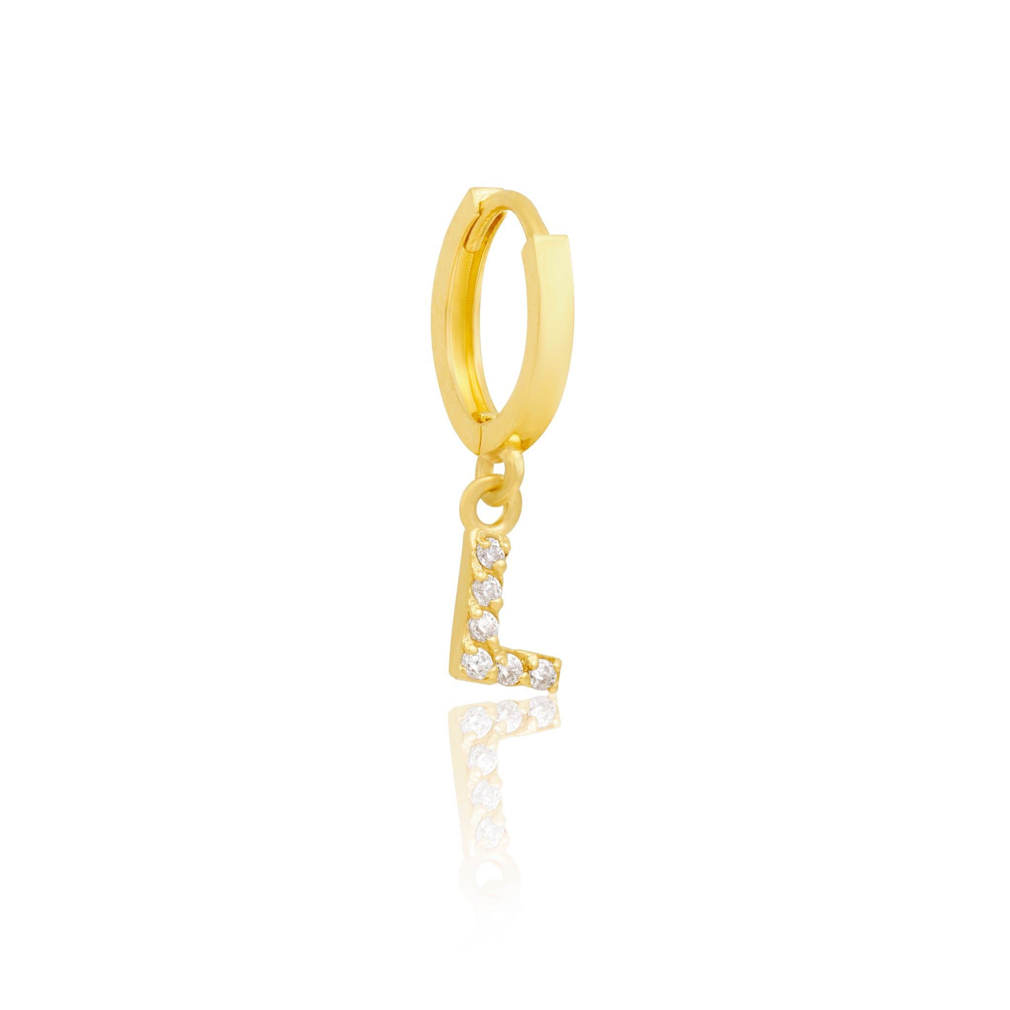 14k Solid Gold Initial Hoop