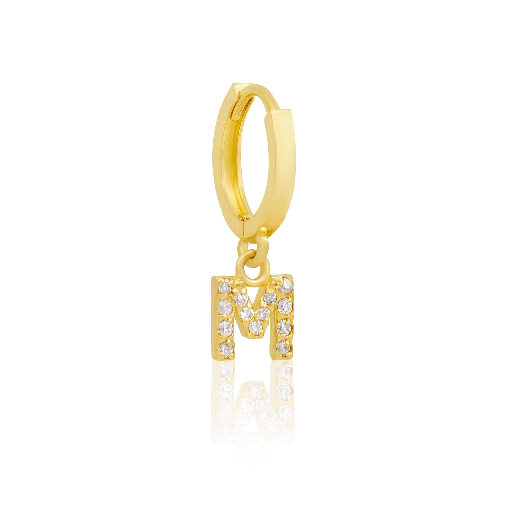 14k Solid Gold Initial Hoop