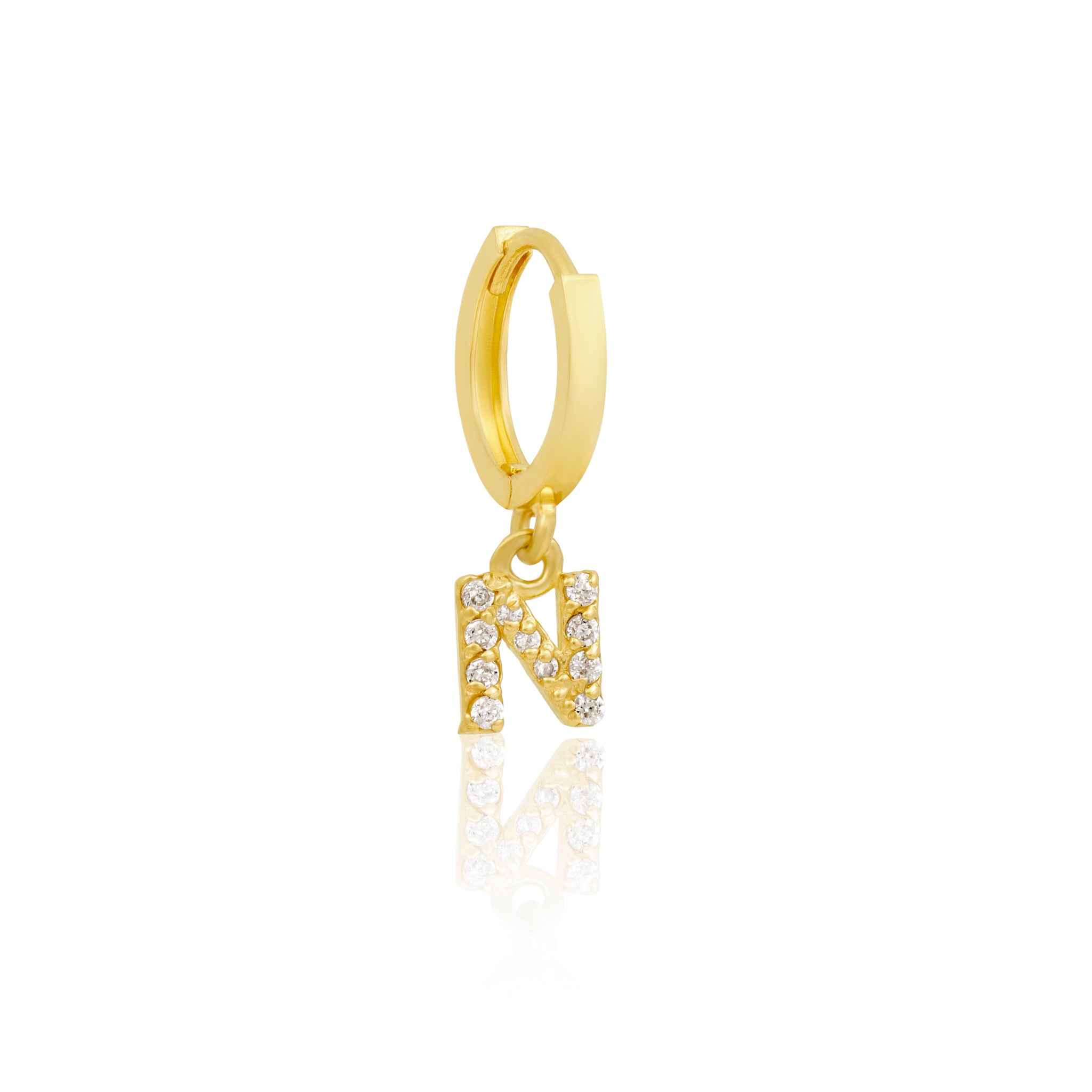 14k Solid Gold Initial Hoop