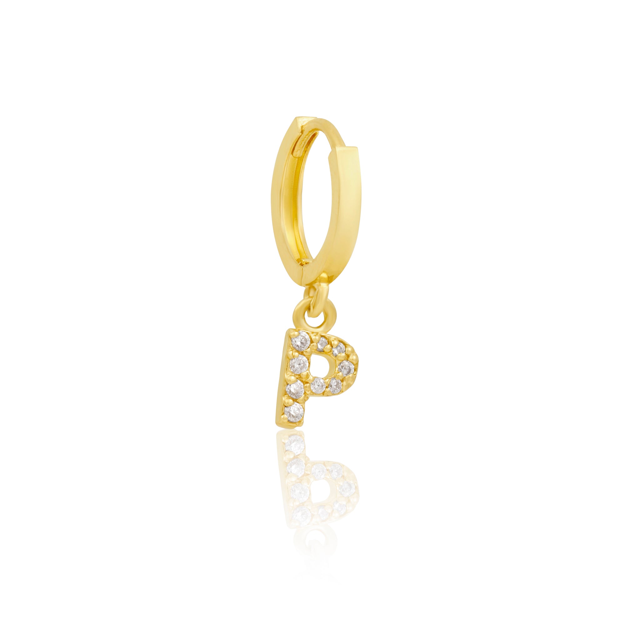 14k Solid Gold Initial Hoop