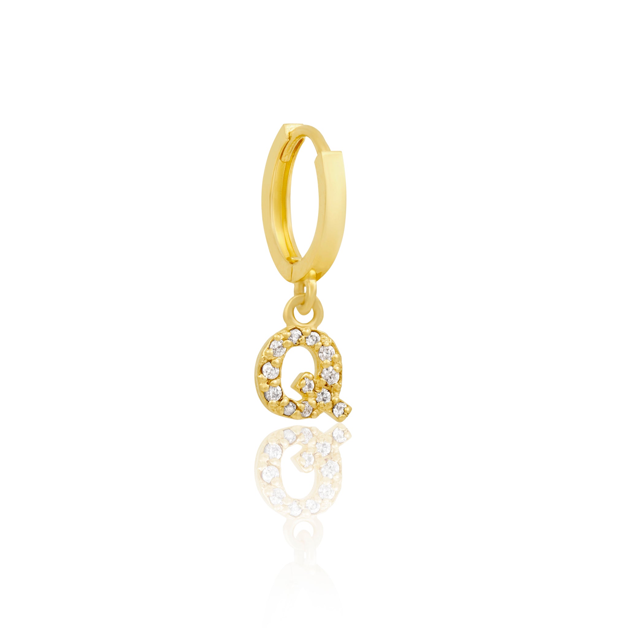 14k Solid Gold Initial Hoop