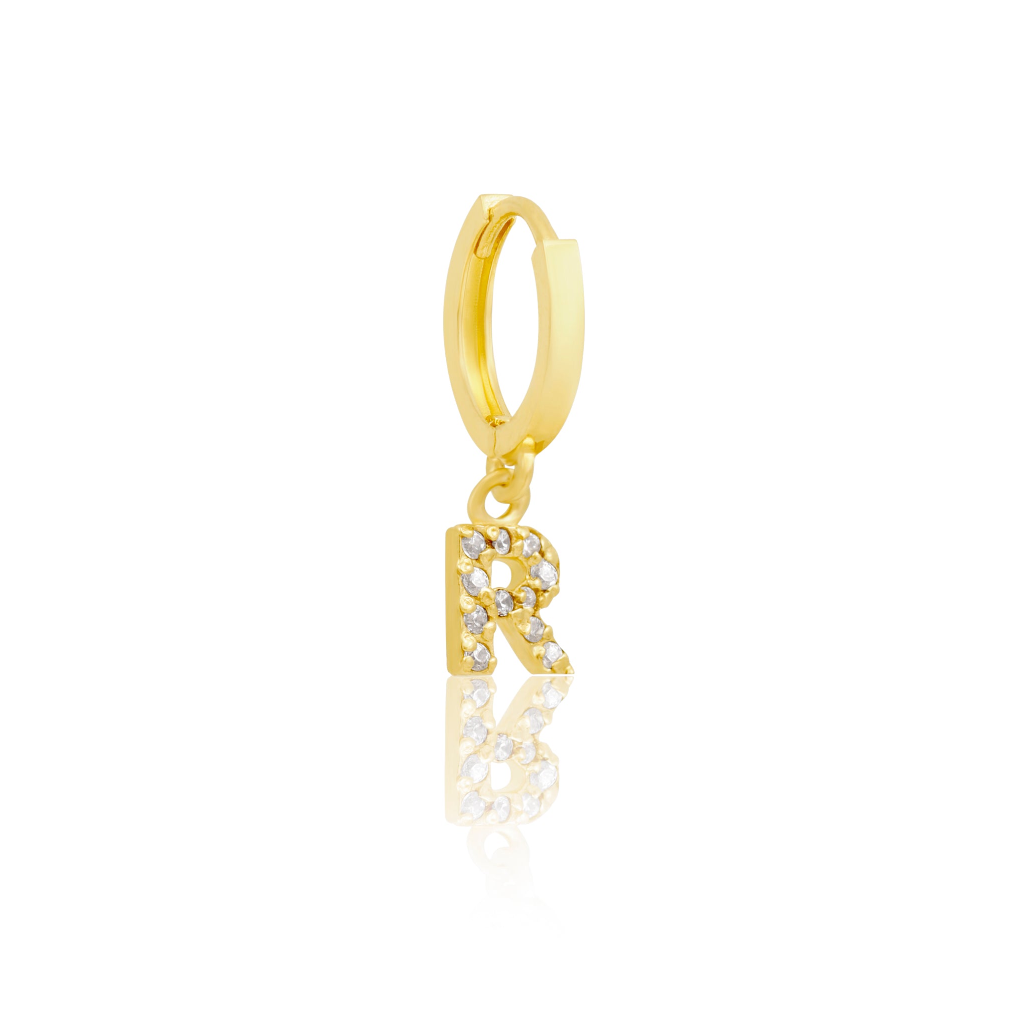 14k Solid Gold Initial Hoop