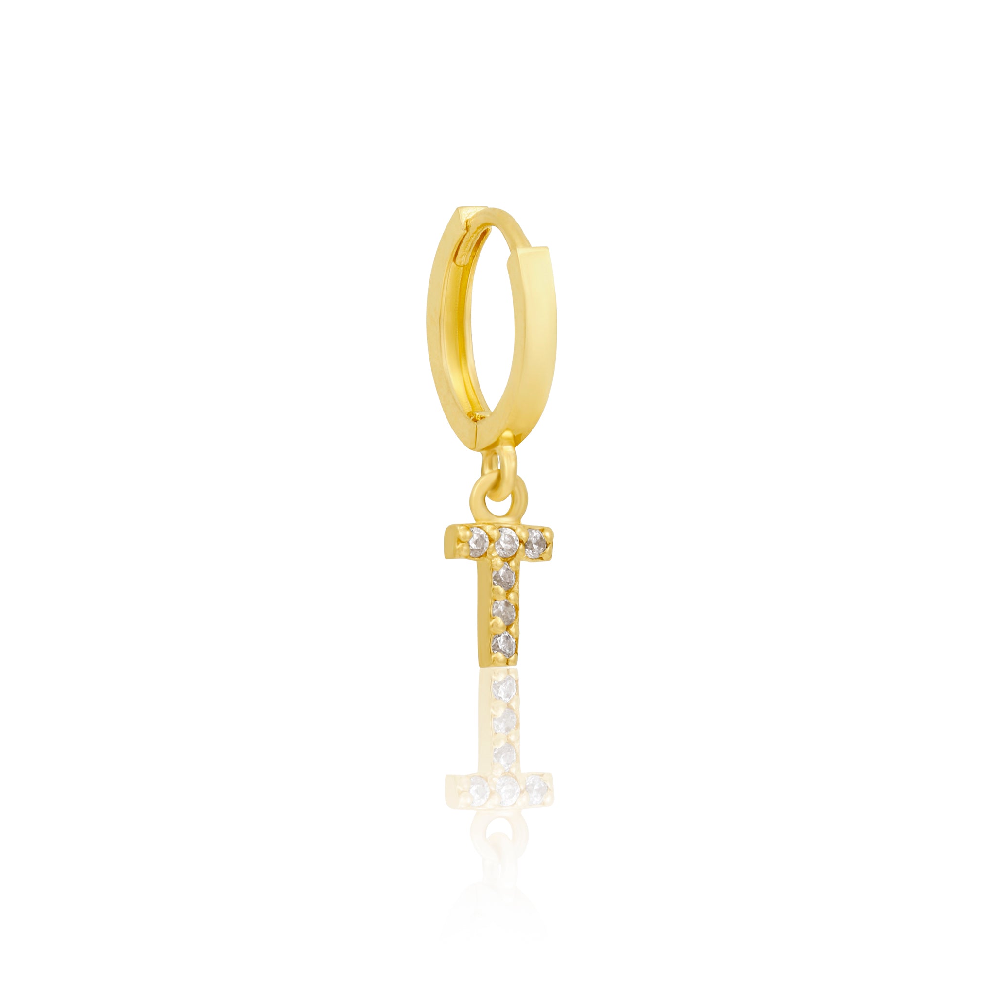 14k Solid Gold Initial Hoop