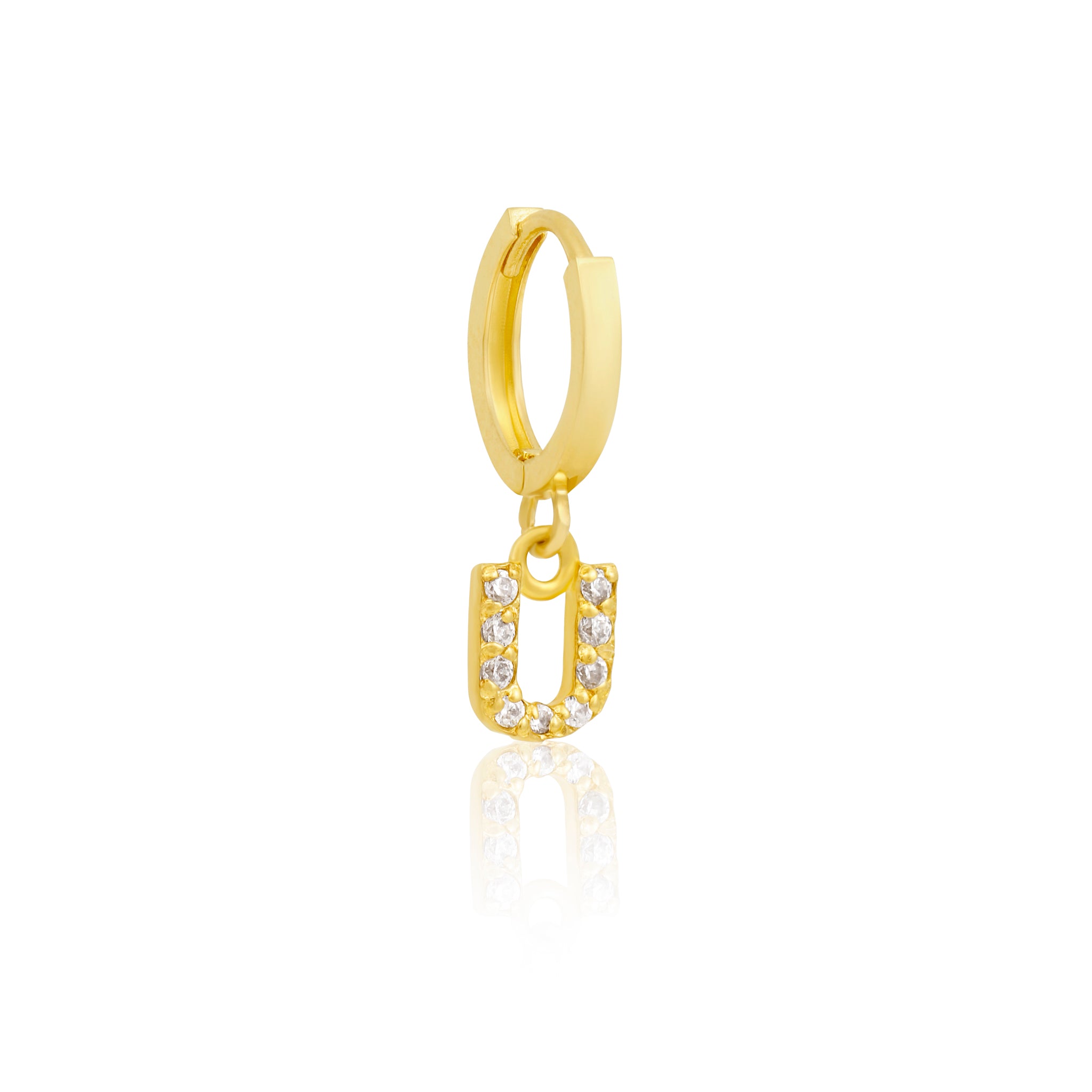 14k Solid Gold Initial Hoop
