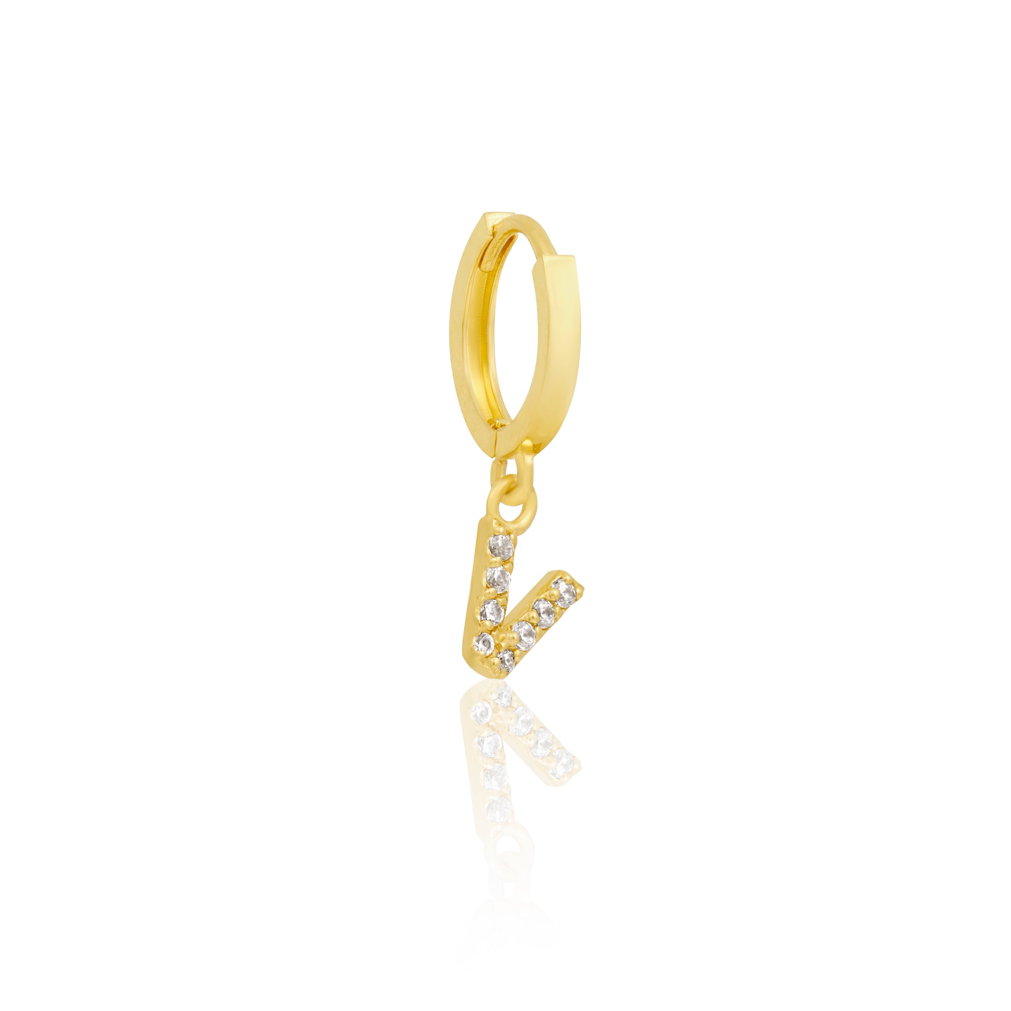 14k Solid Gold Initial Hoop