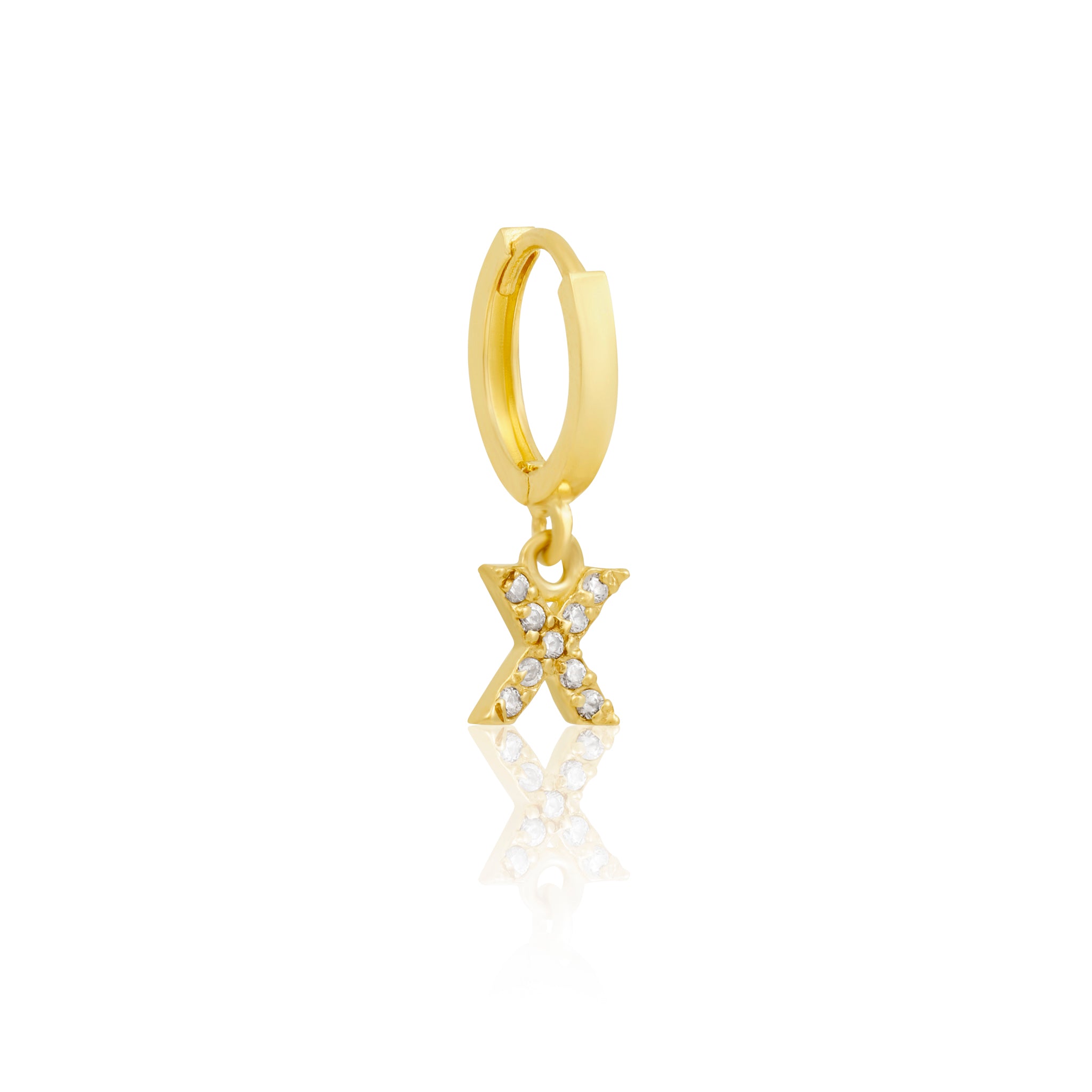 14k Solid Gold Initial Hoop