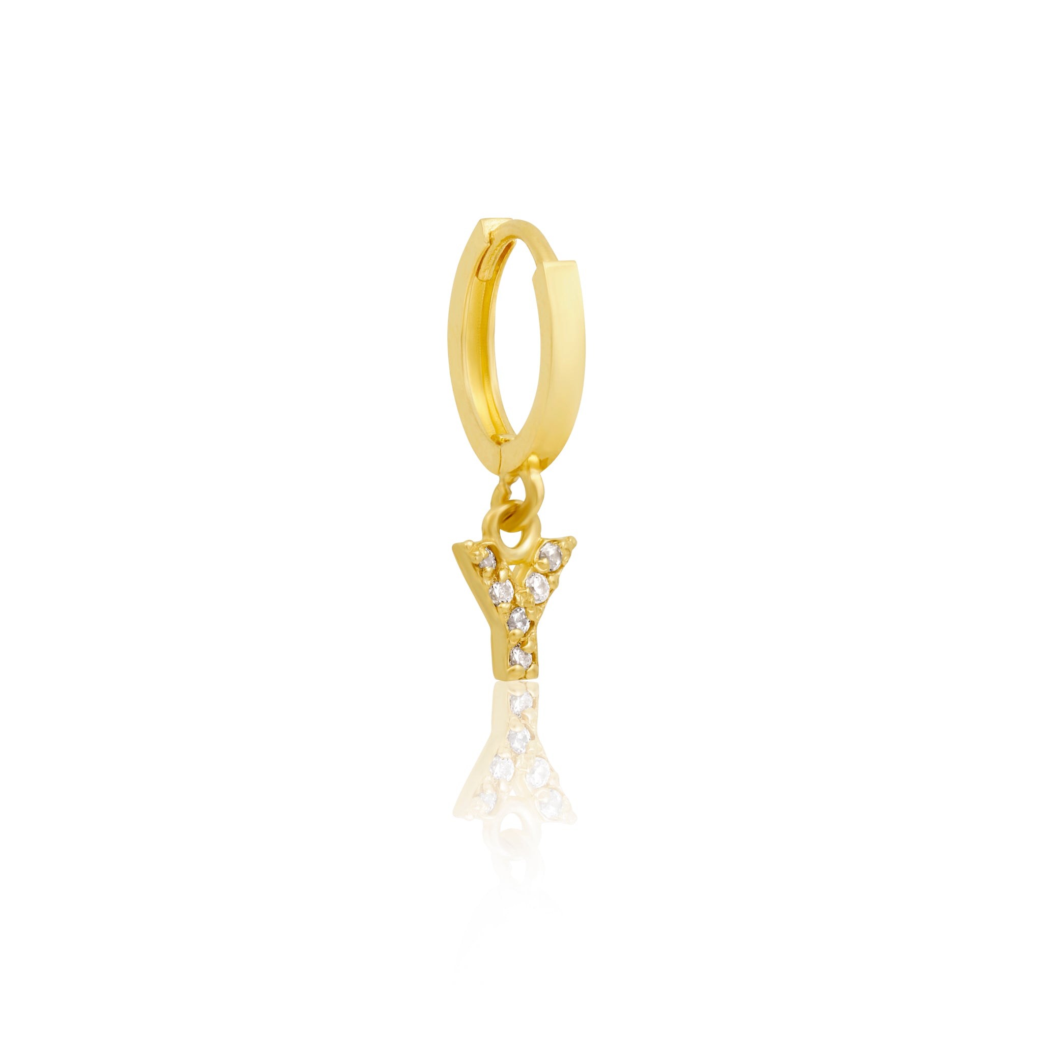 14k Solid Gold Initial Hoop