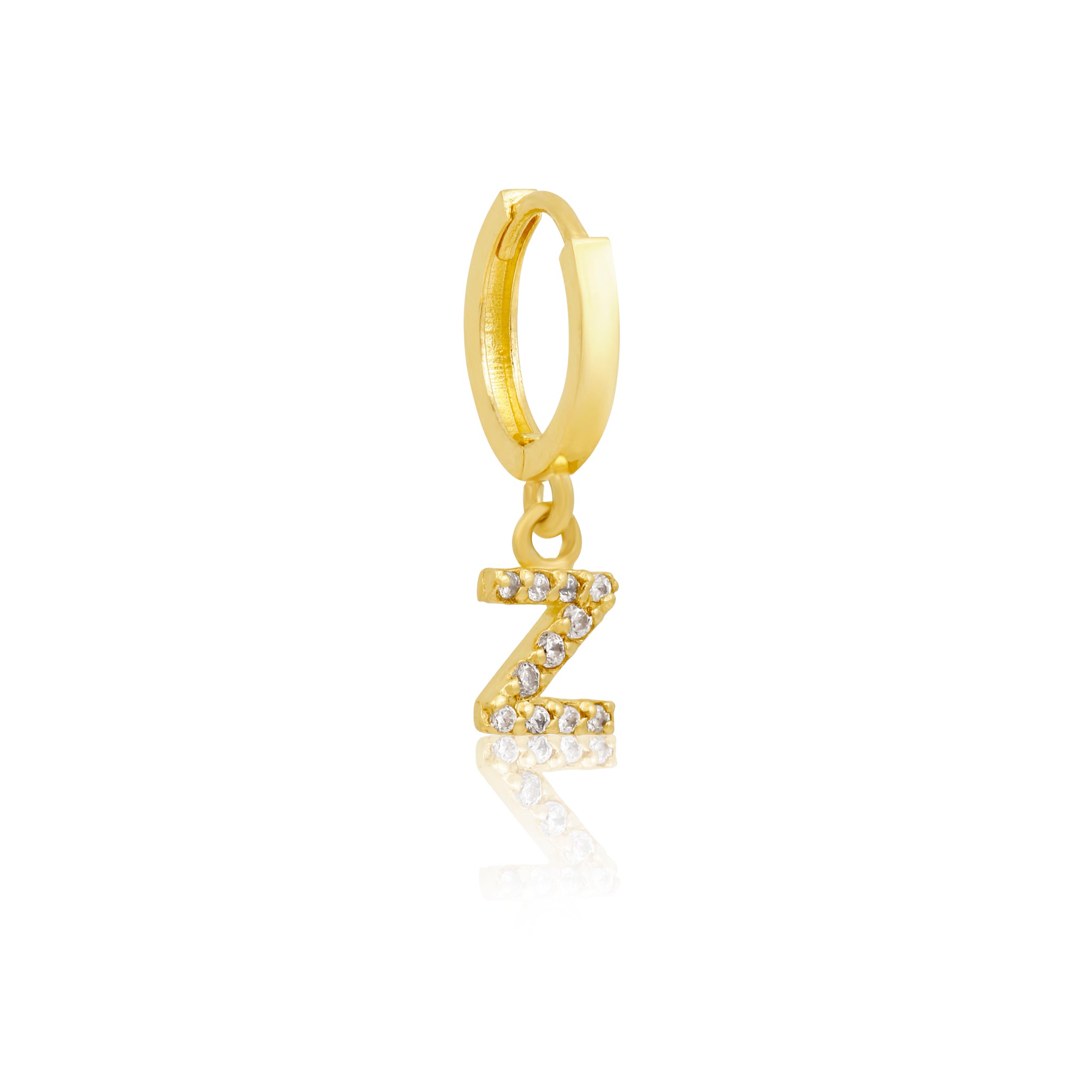 14k Solid Gold Initial Hoop
