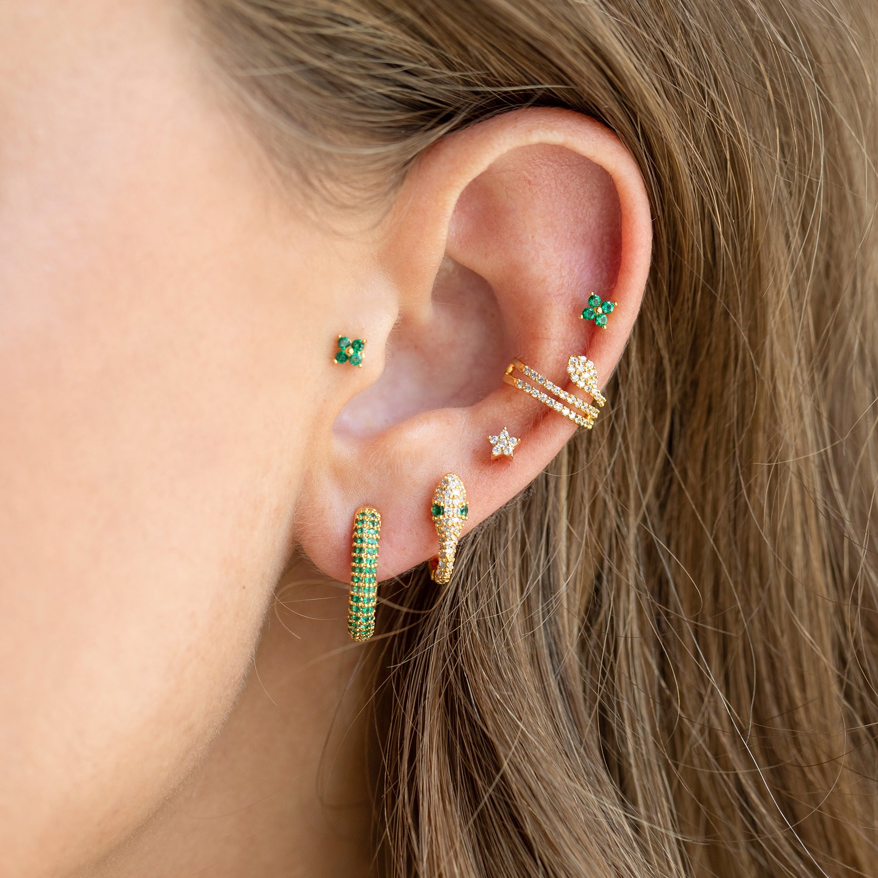 Teeny Tiny Emerald Cluster Studs
