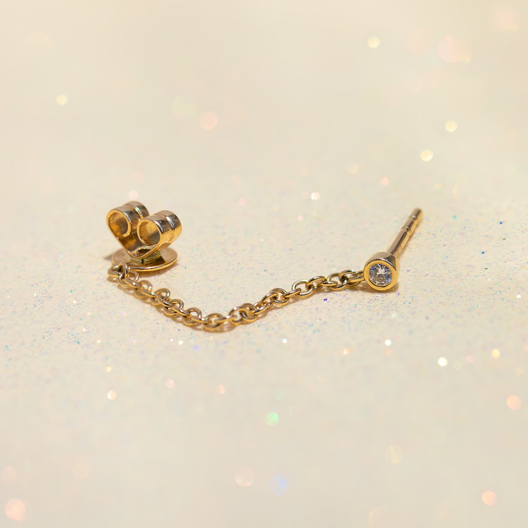 14k Solid Gold On The Horizon Chain Earring