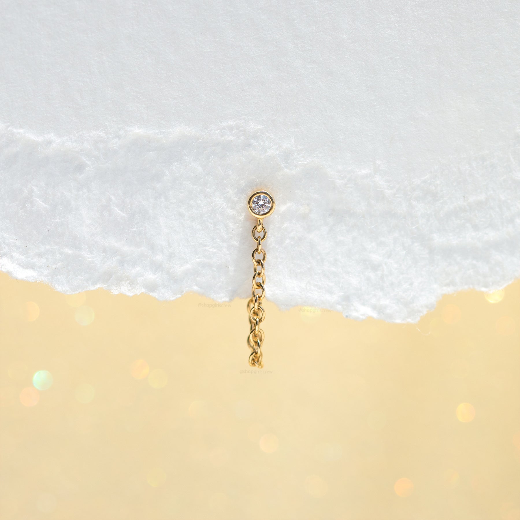 14k Solid Gold On The Horizon Chain Earring