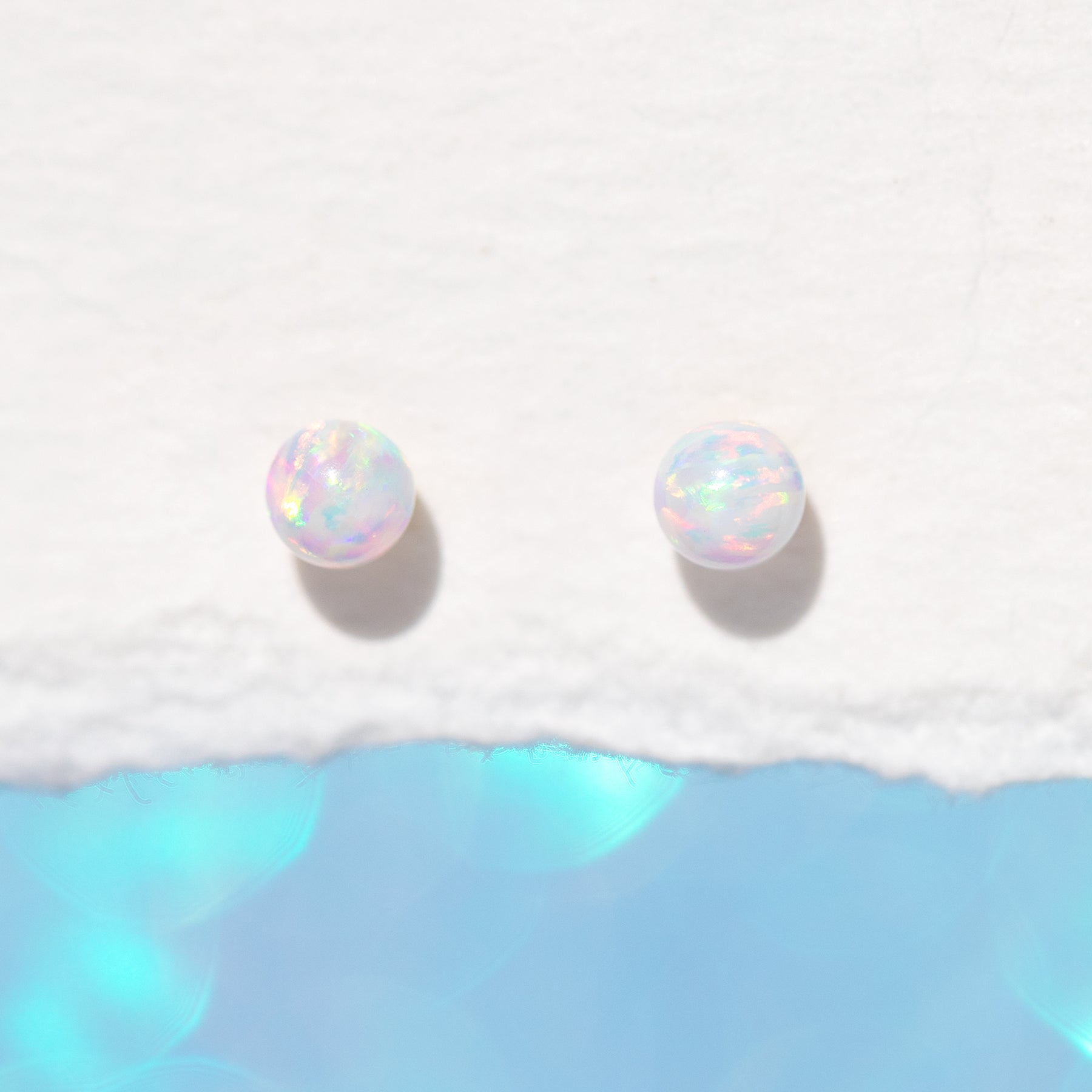 14k Fine Tiny Opal Stud Earrings