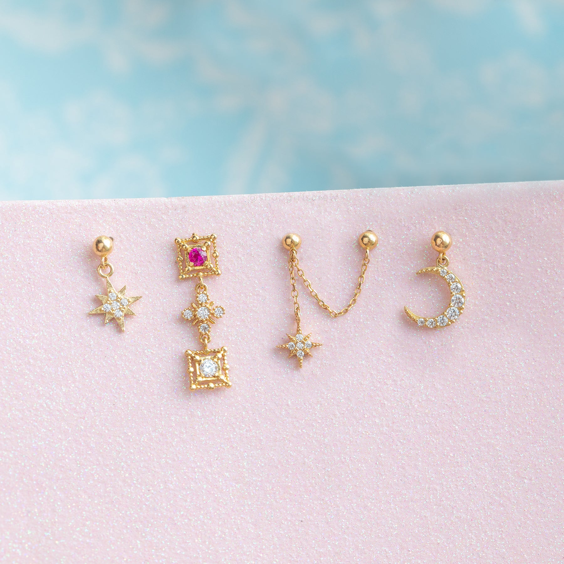 10k Solid Gold Sparkling Sky Earrings