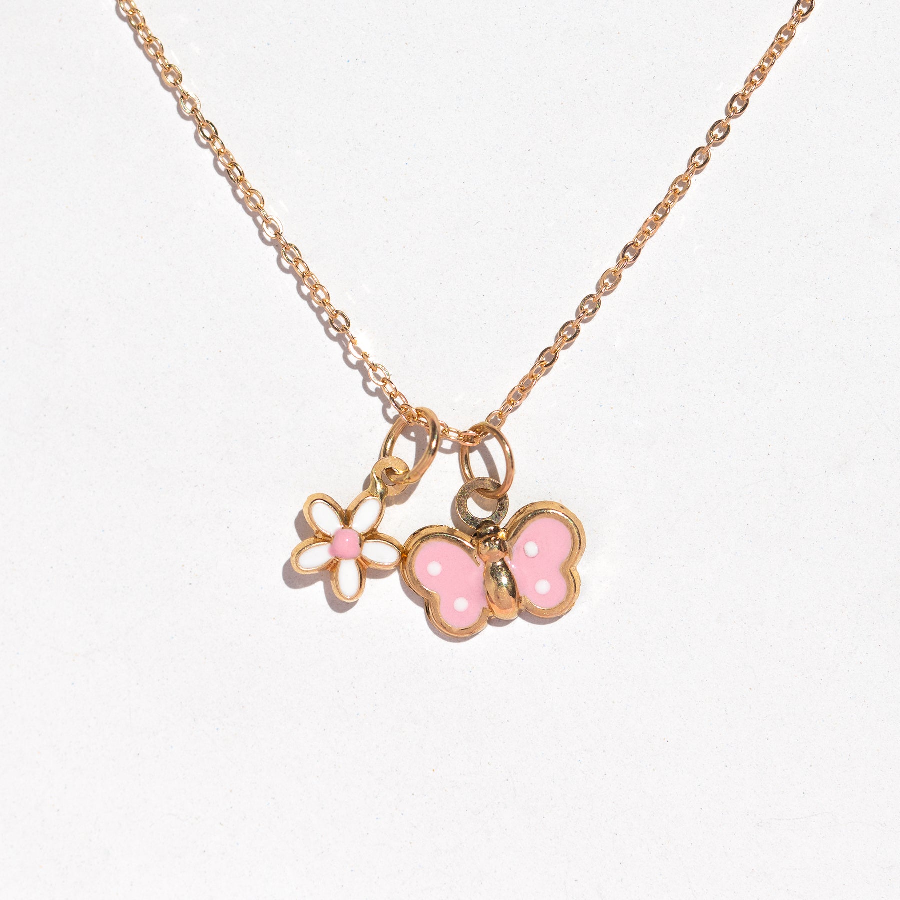 14k Fine Pink Butterfly Necklace