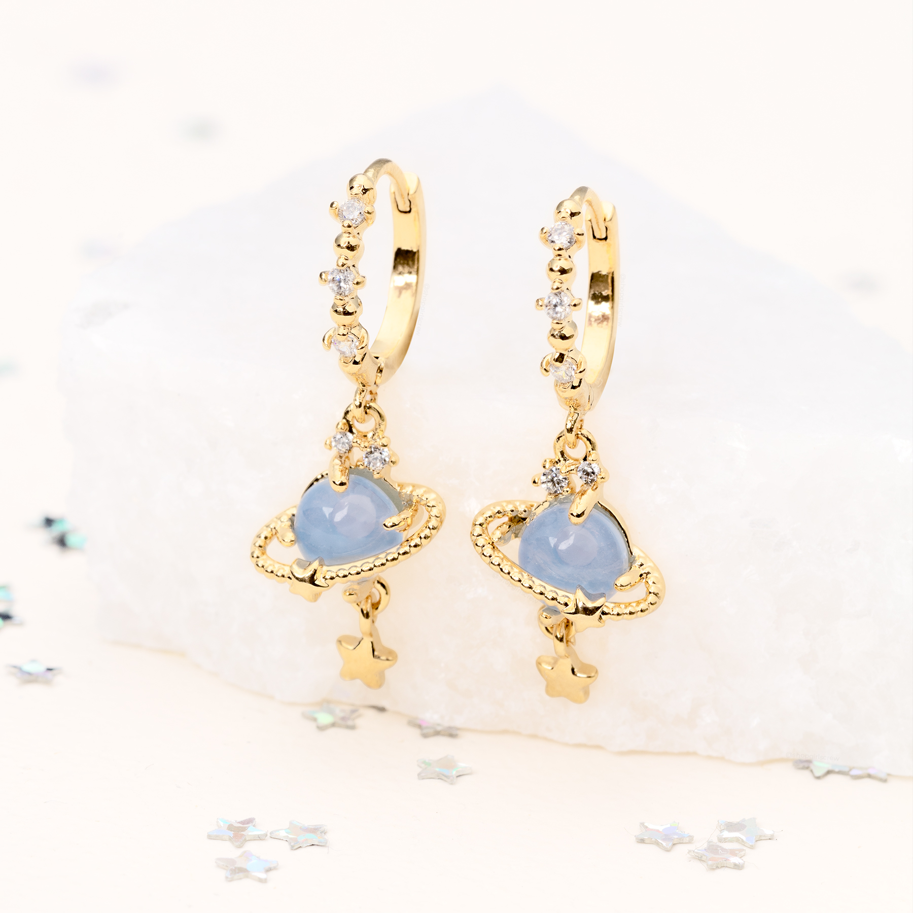 Blue Jupiter Hoops