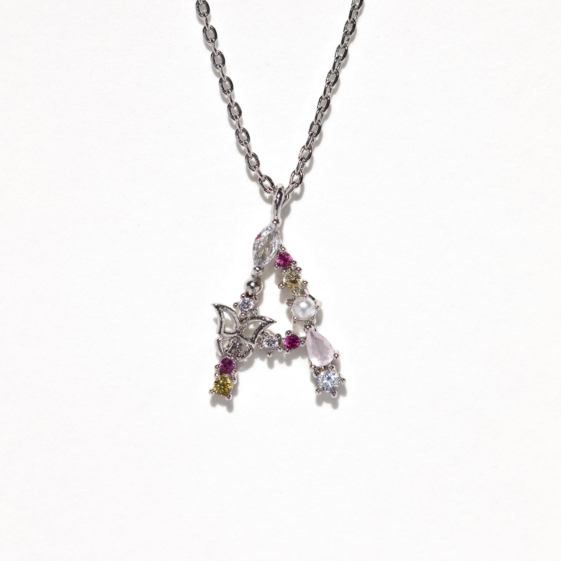 Flutterfly Stone Initial Necklace