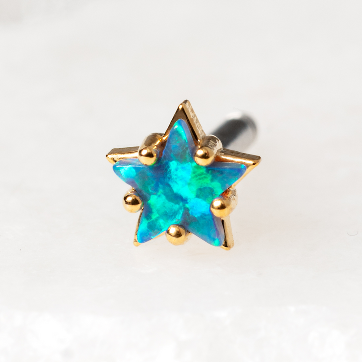 Blue Opal Star Piercing Style Earring