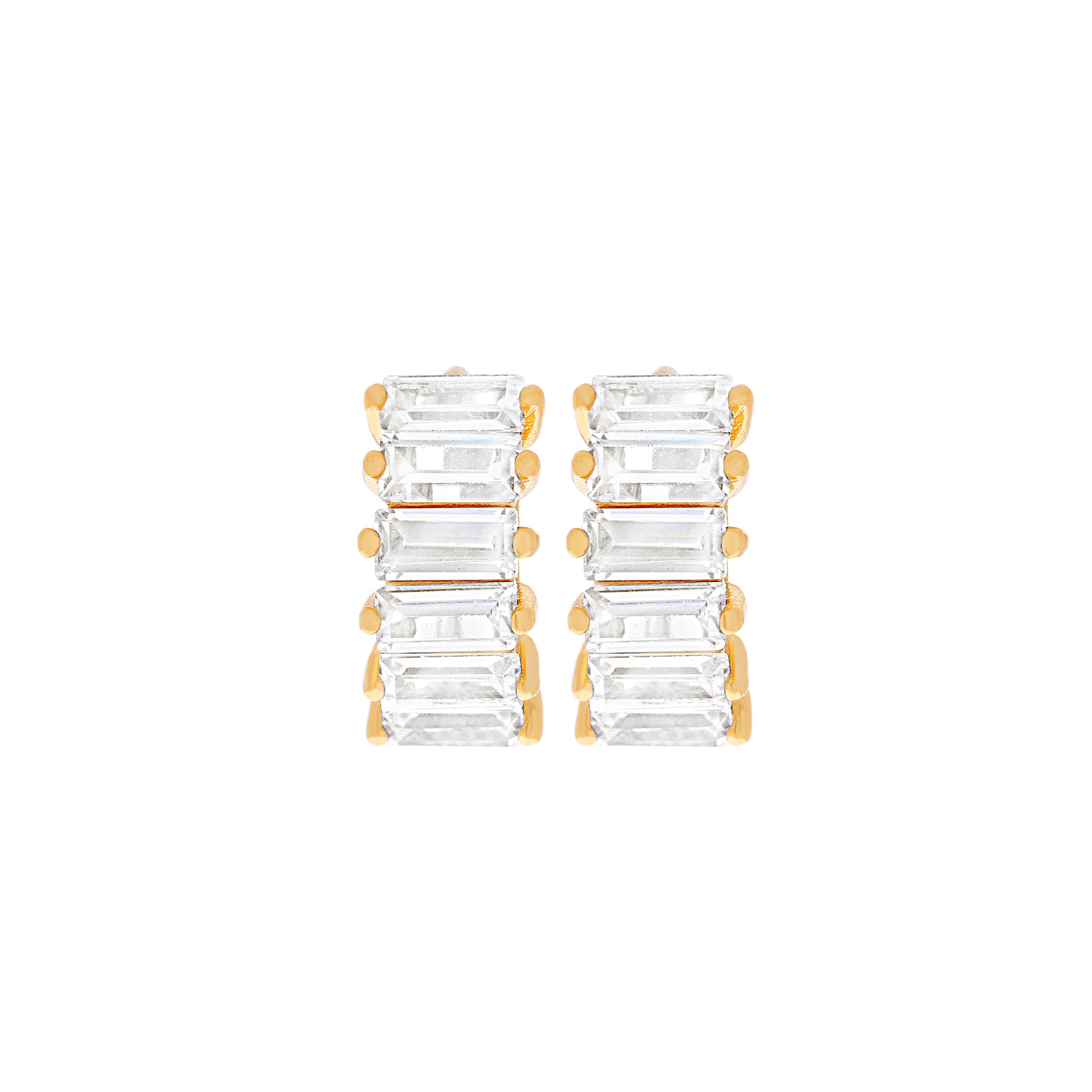 Bling Baguette Huggie Hoops