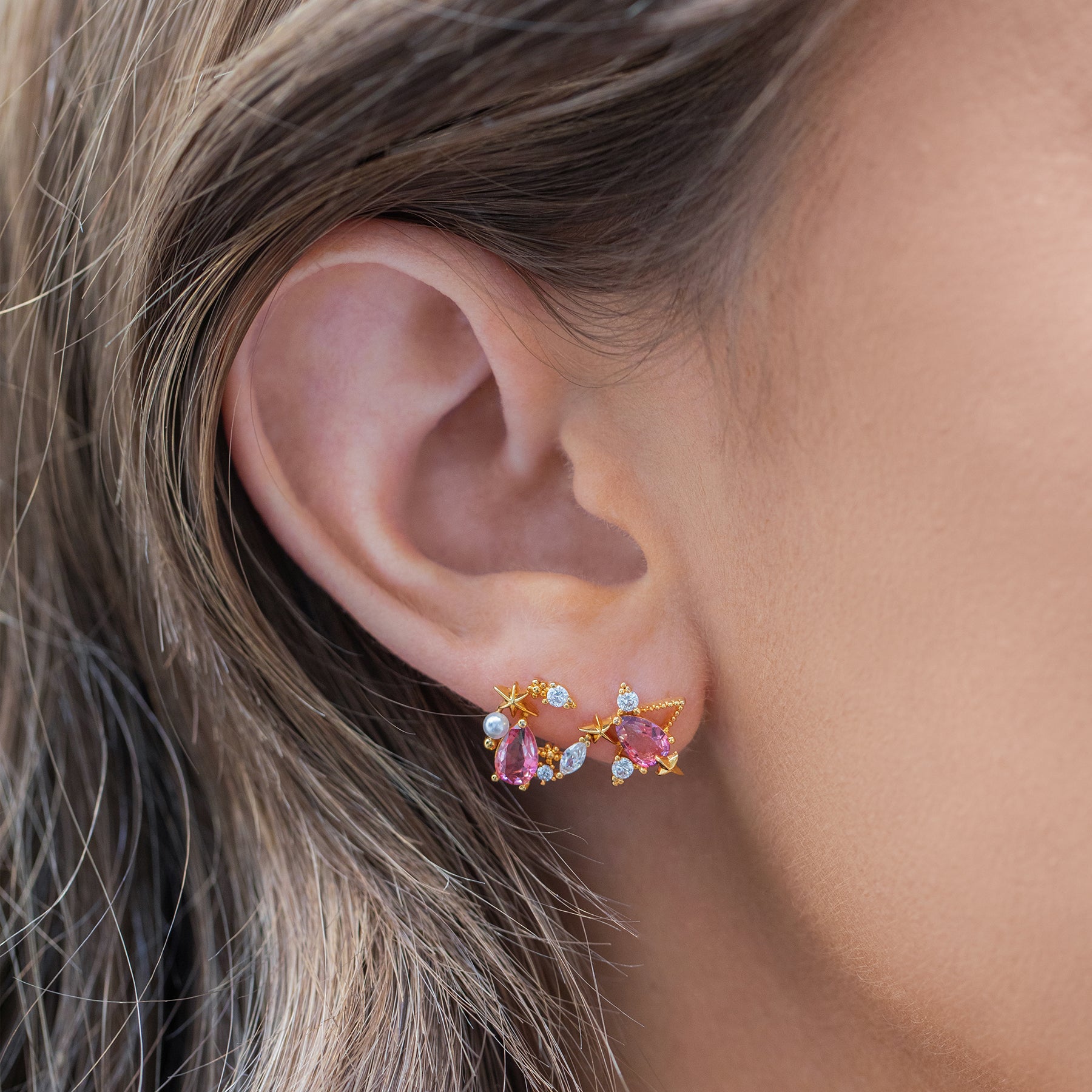 Aurora Moon & Star Studs