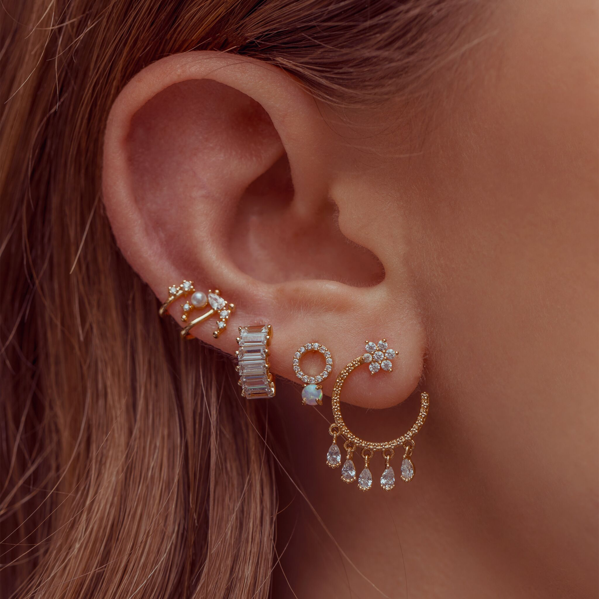 Bling Baguette Huggie Hoops
