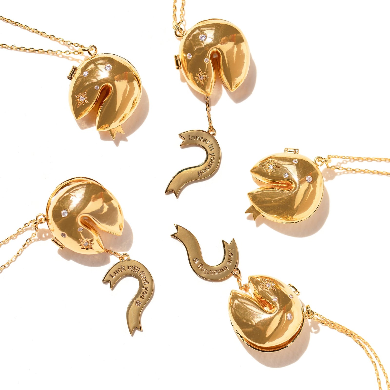 Fortune Cookie Locket Necklace - Gold main image 1