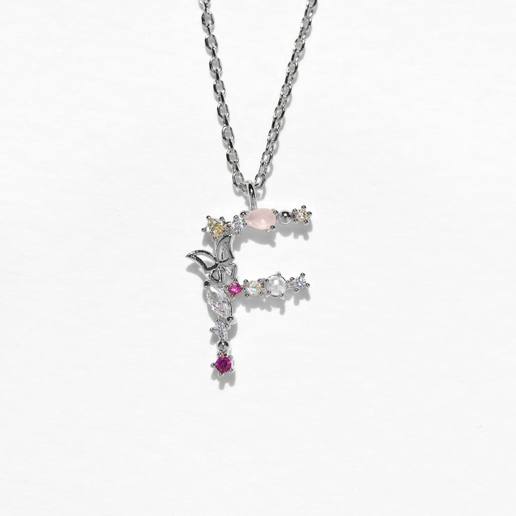 Flutterfly Stone Initial Necklace