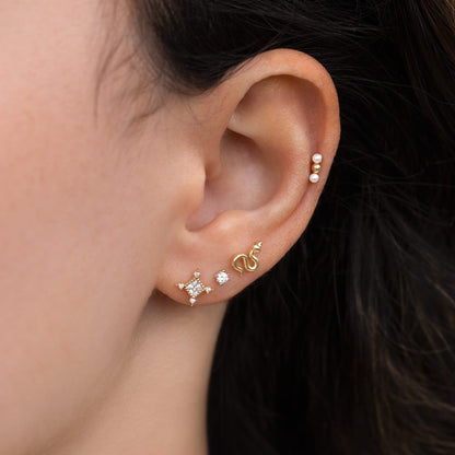14k Solid Gold Perla Ball Back Stud