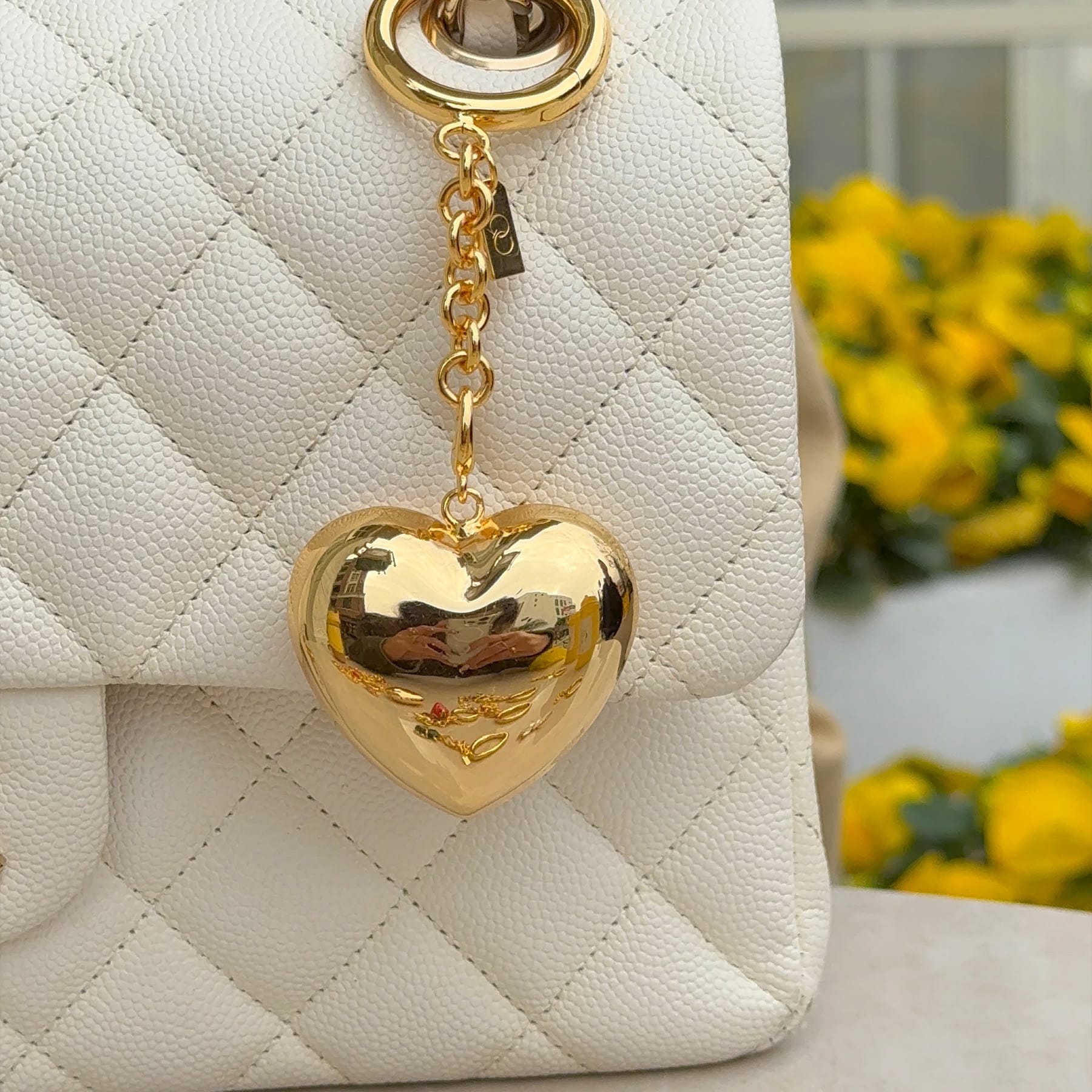 Golden Heart Bag Charm