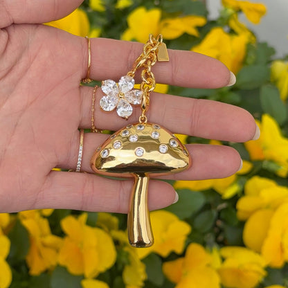 Golden Mushroom Bag Charm