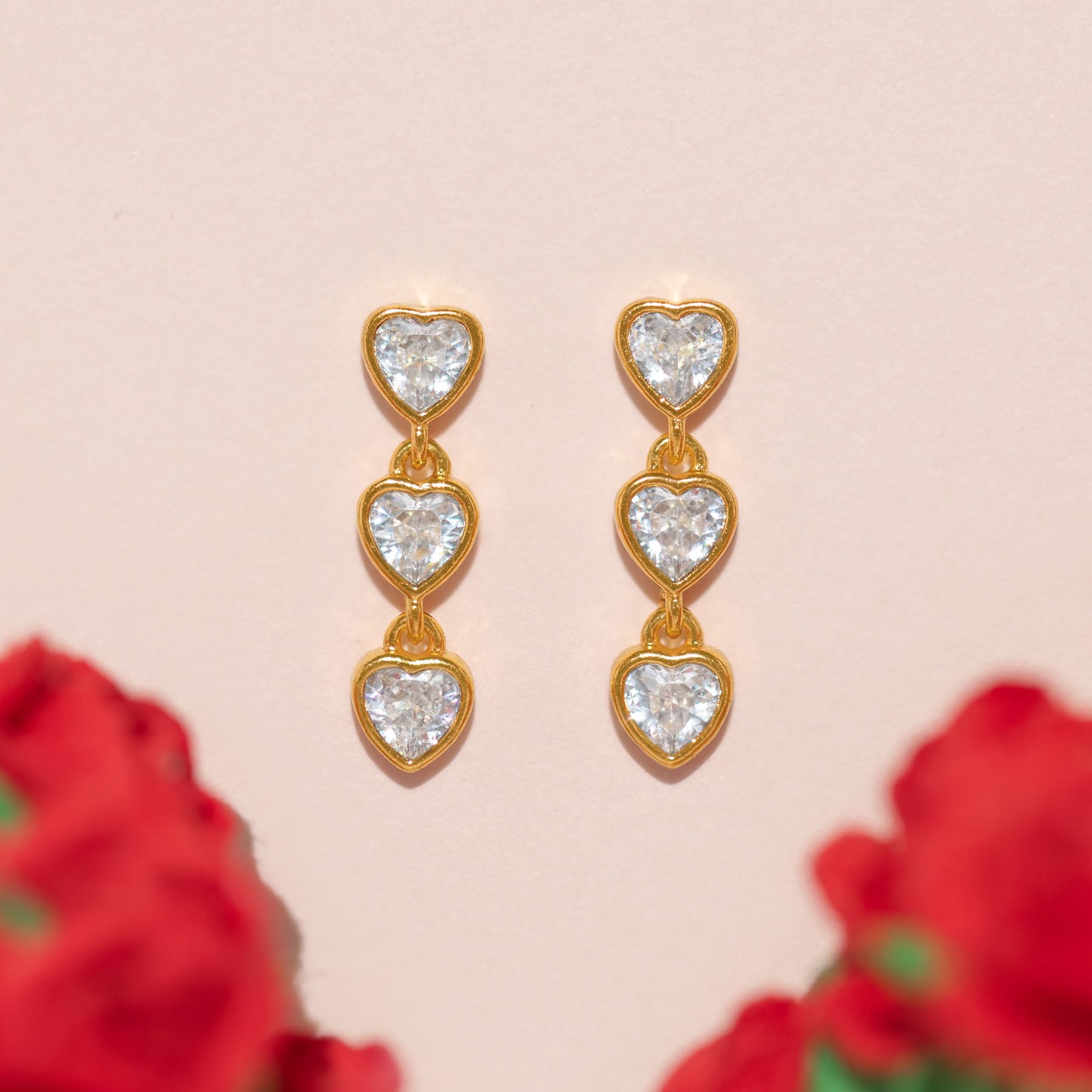 Falling Hearts Dangle Earrings